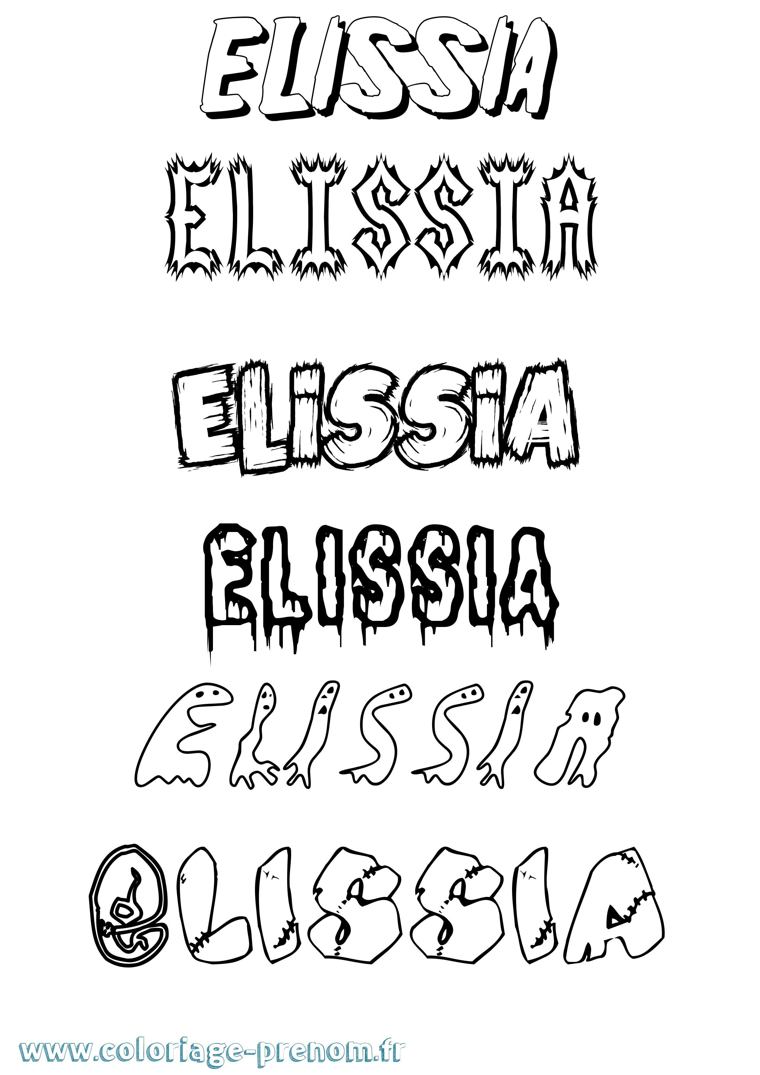 Coloriage prénom Elissia Frisson