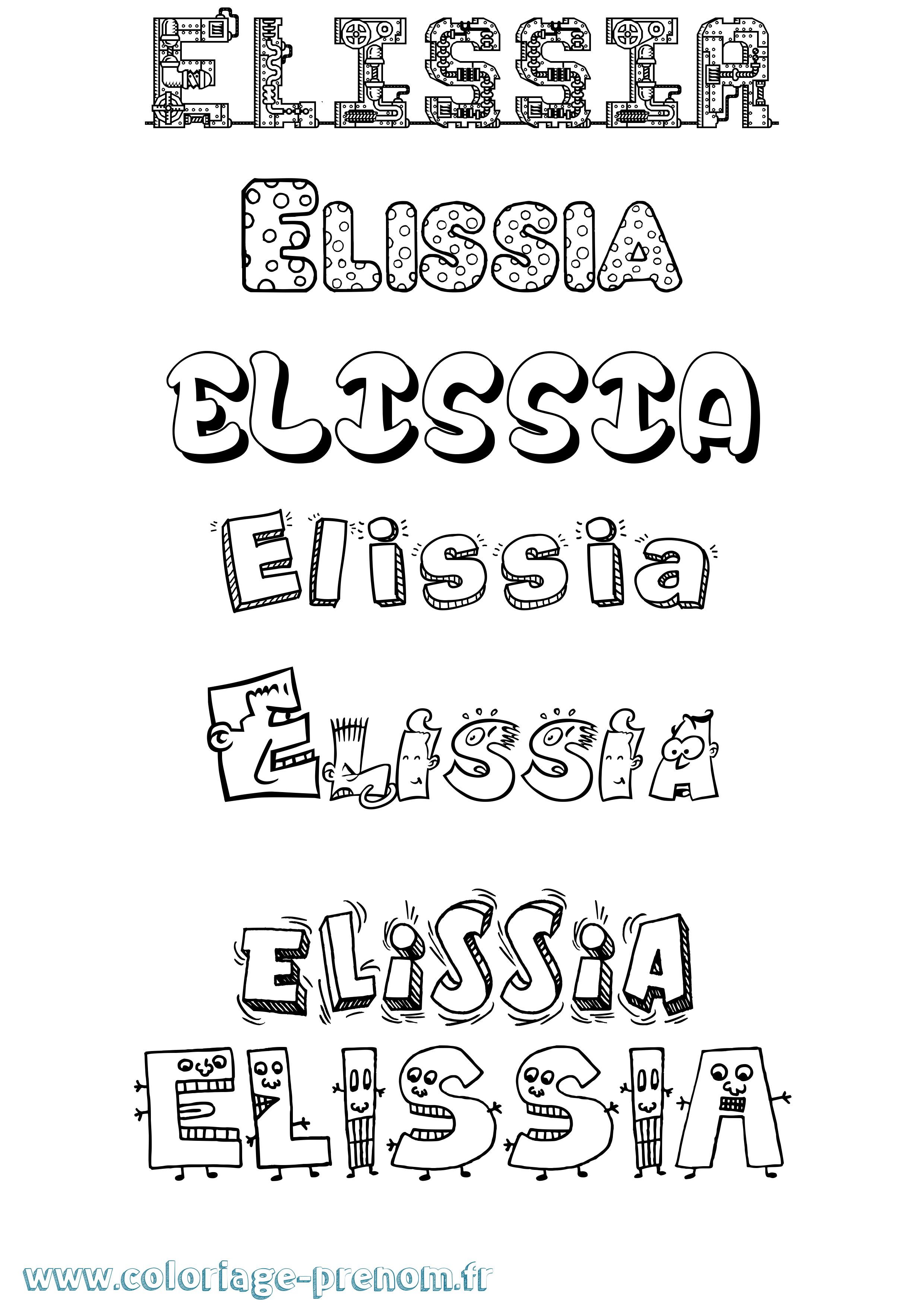 Coloriage prénom Elissia Fun