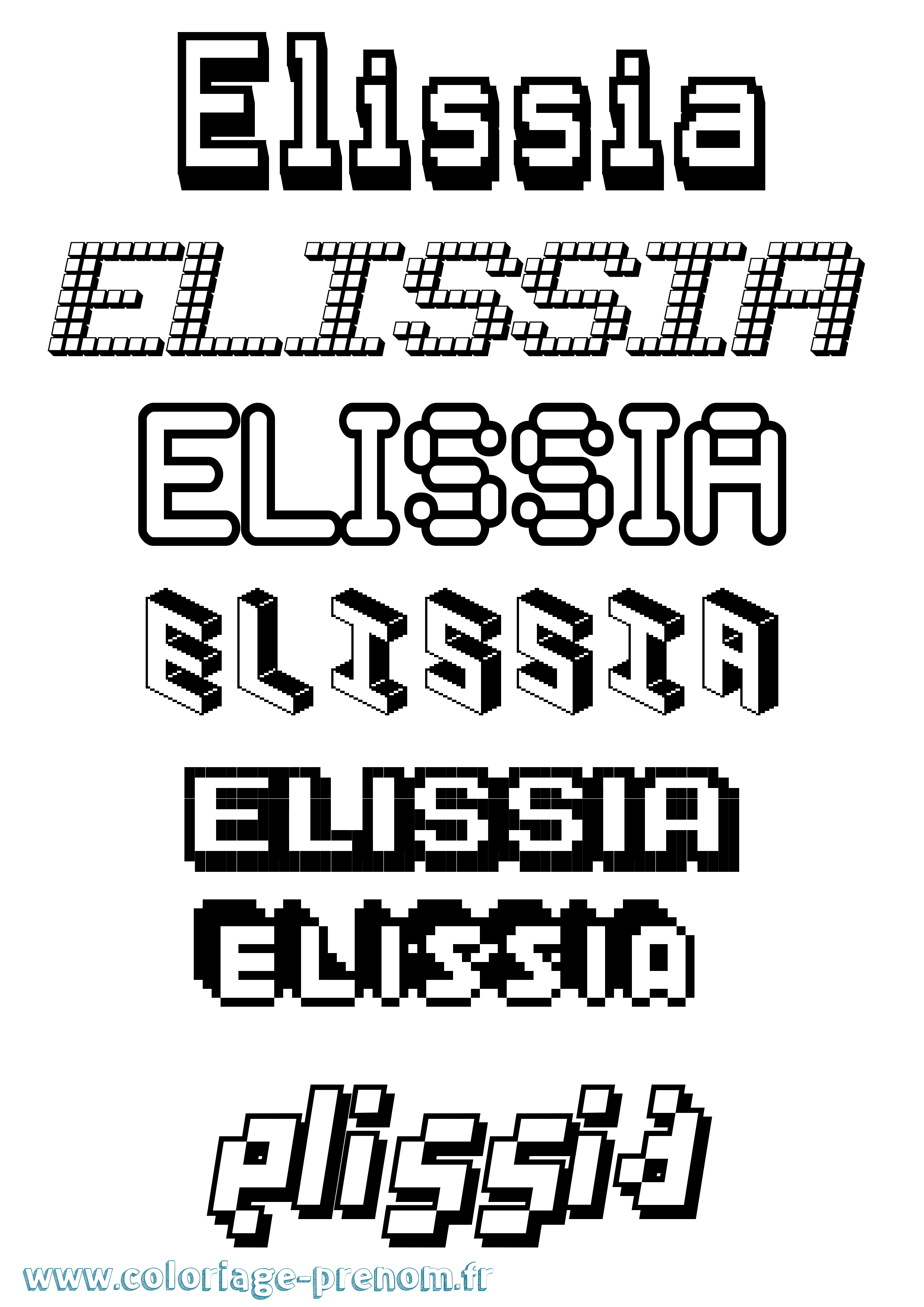 Coloriage prénom Elissia Pixel
