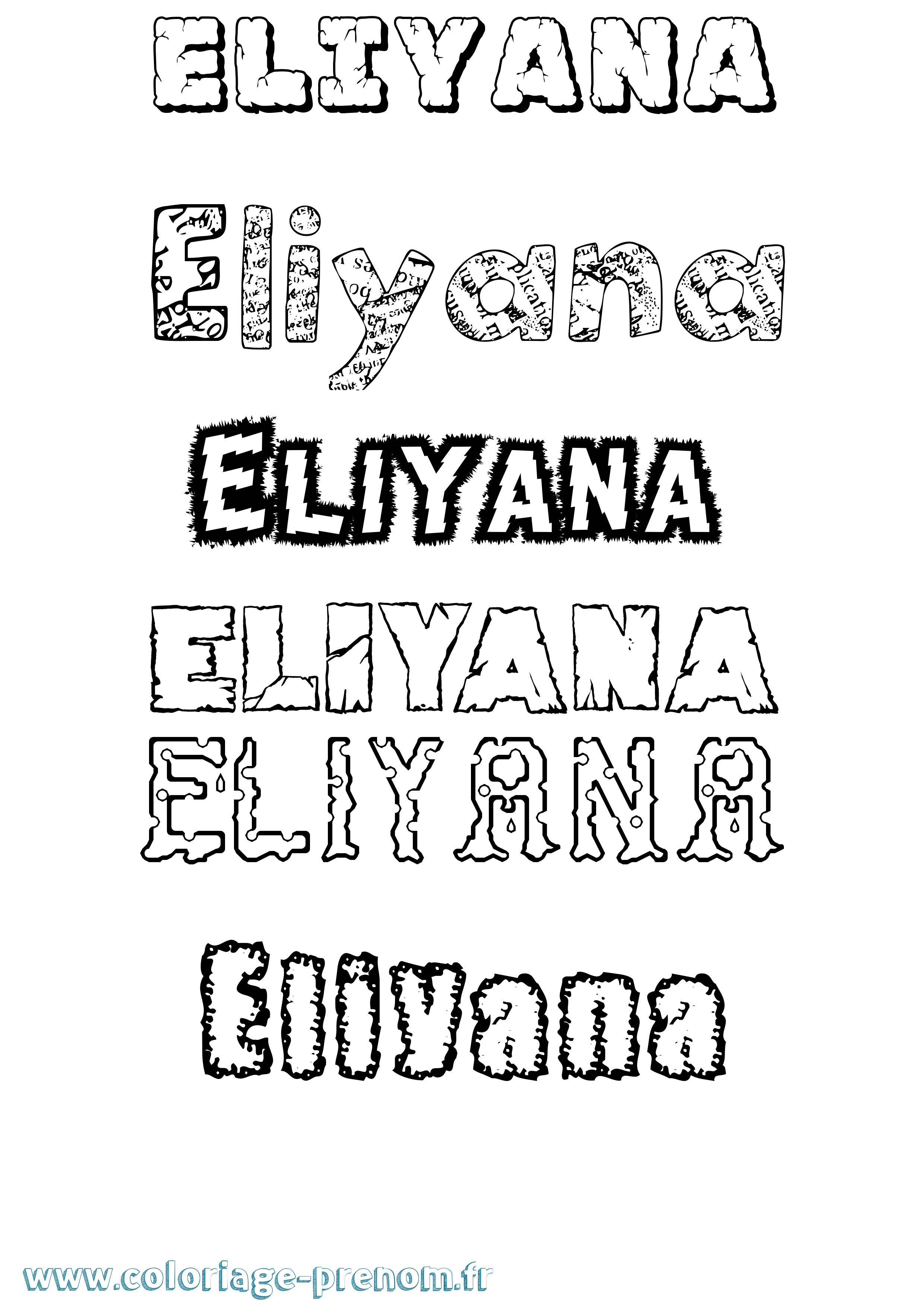 Coloriage prénom Eliyana Destructuré