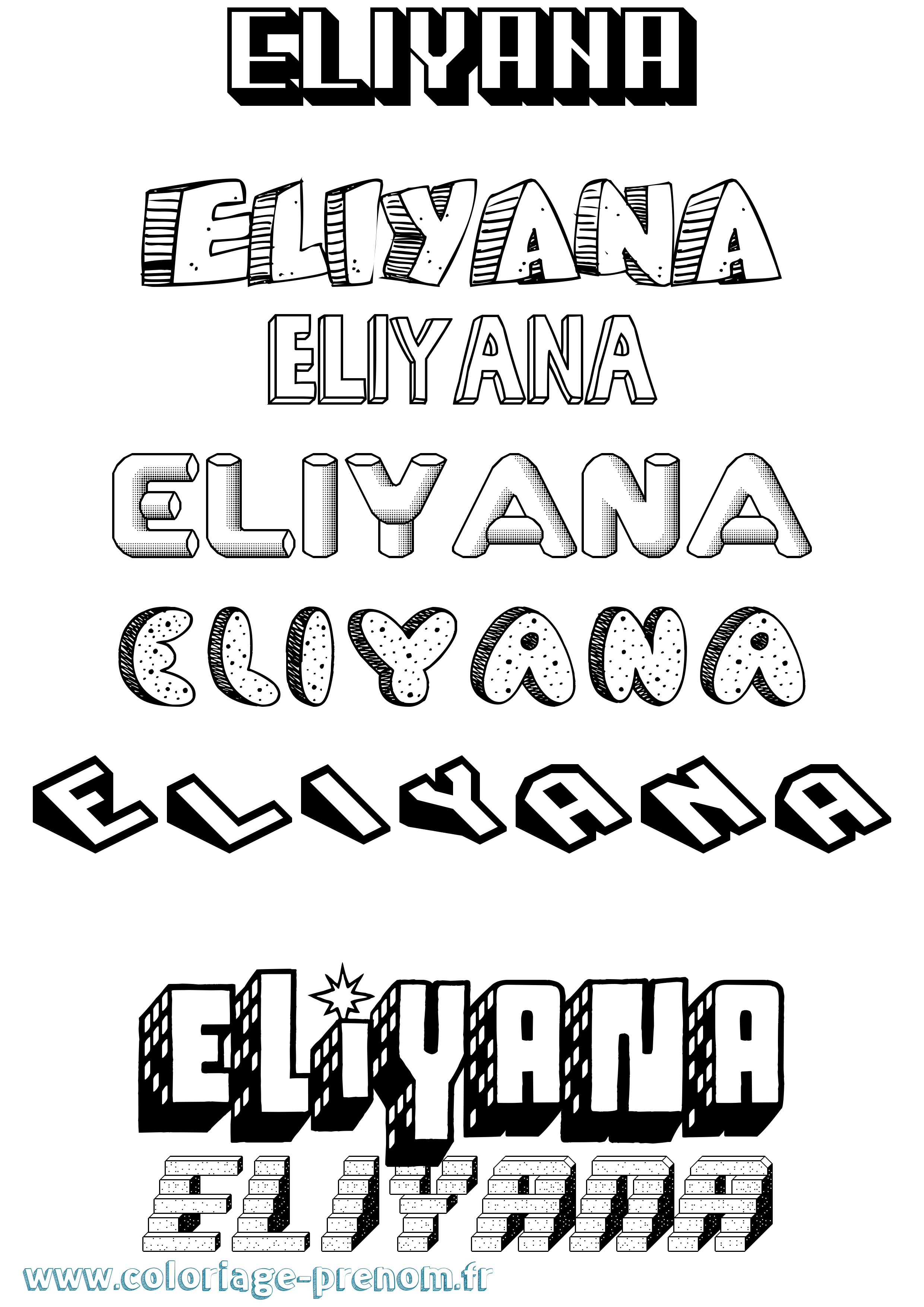 Coloriage prénom Eliyana Effet 3D