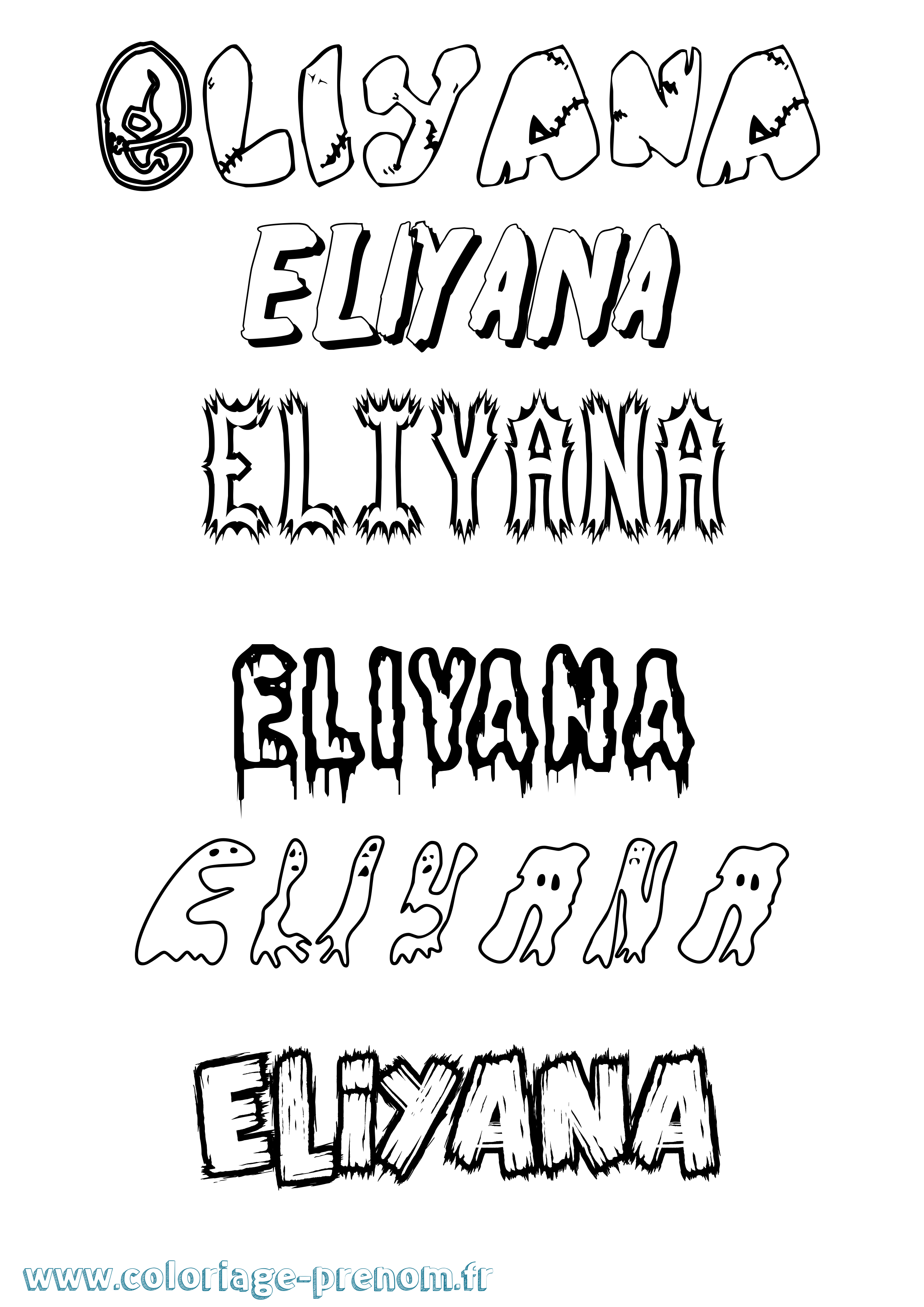 Coloriage prénom Eliyana Frisson