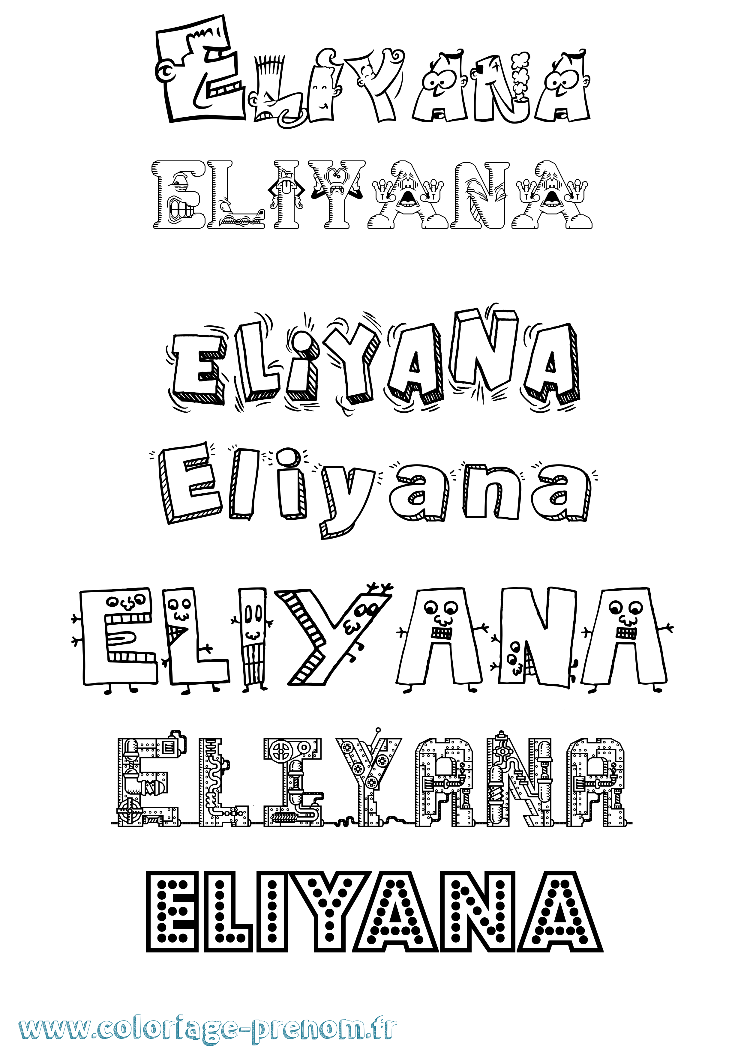 Coloriage prénom Eliyana Fun