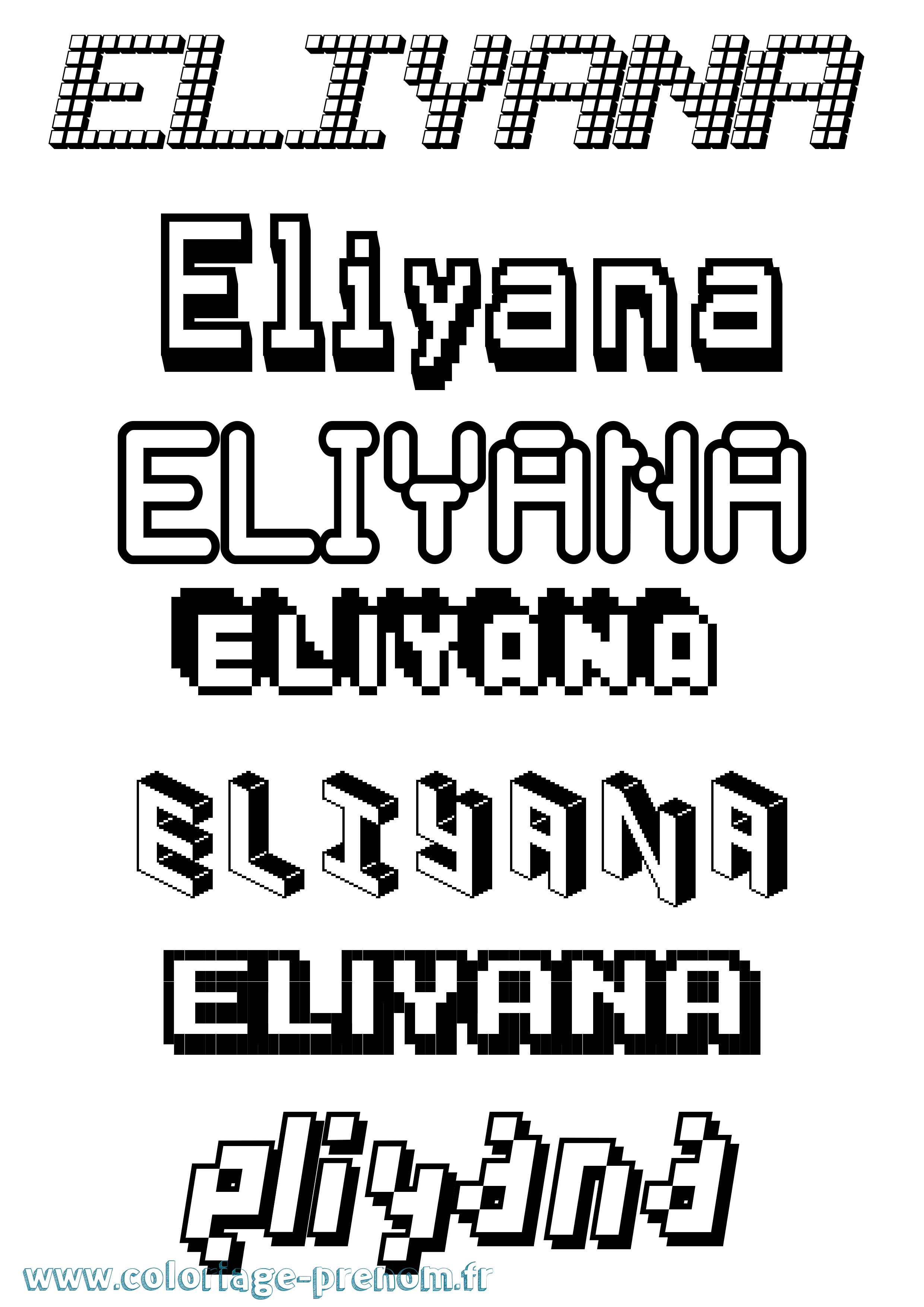 Coloriage prénom Eliyana Pixel