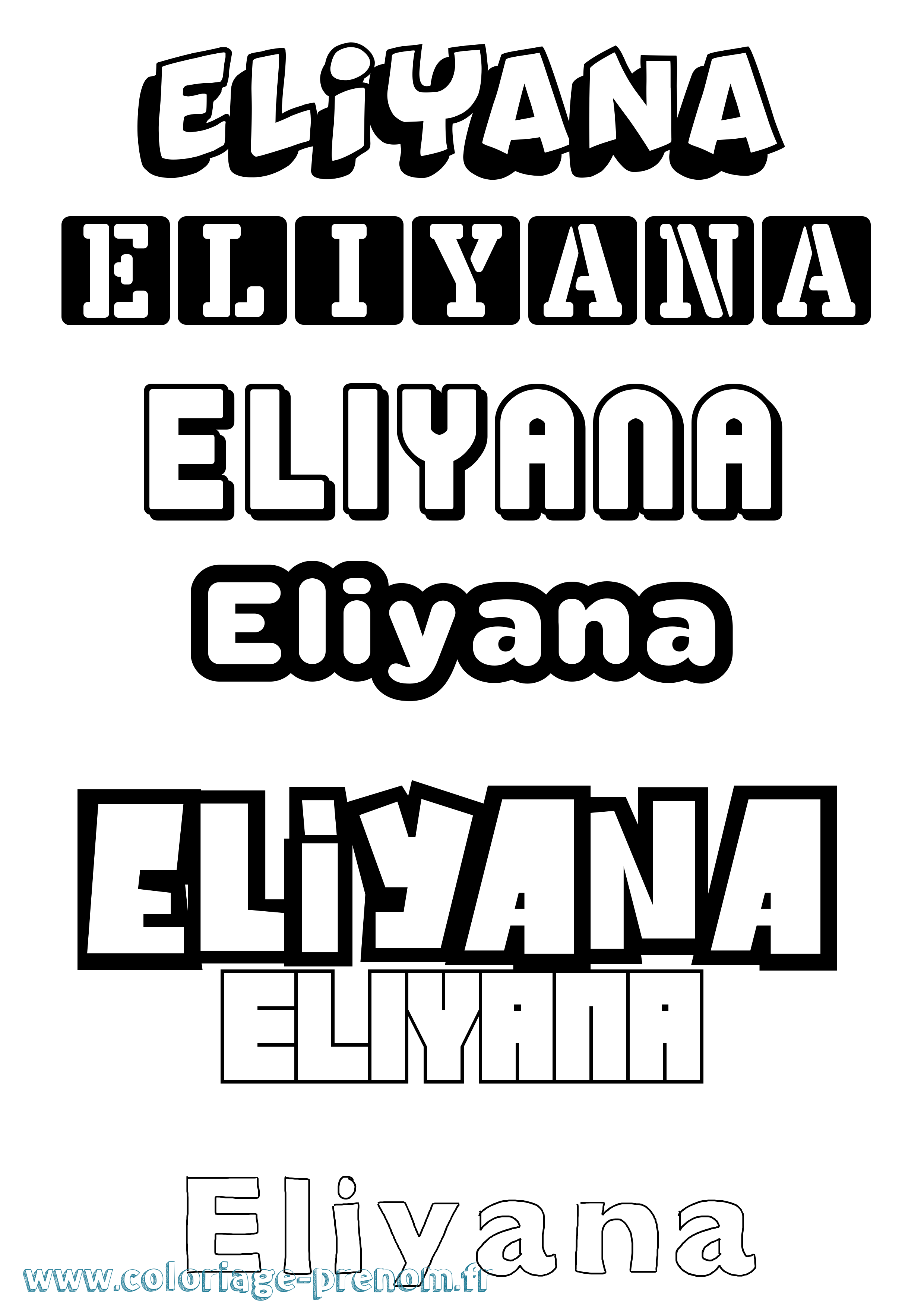 Coloriage prénom Eliyana Simple