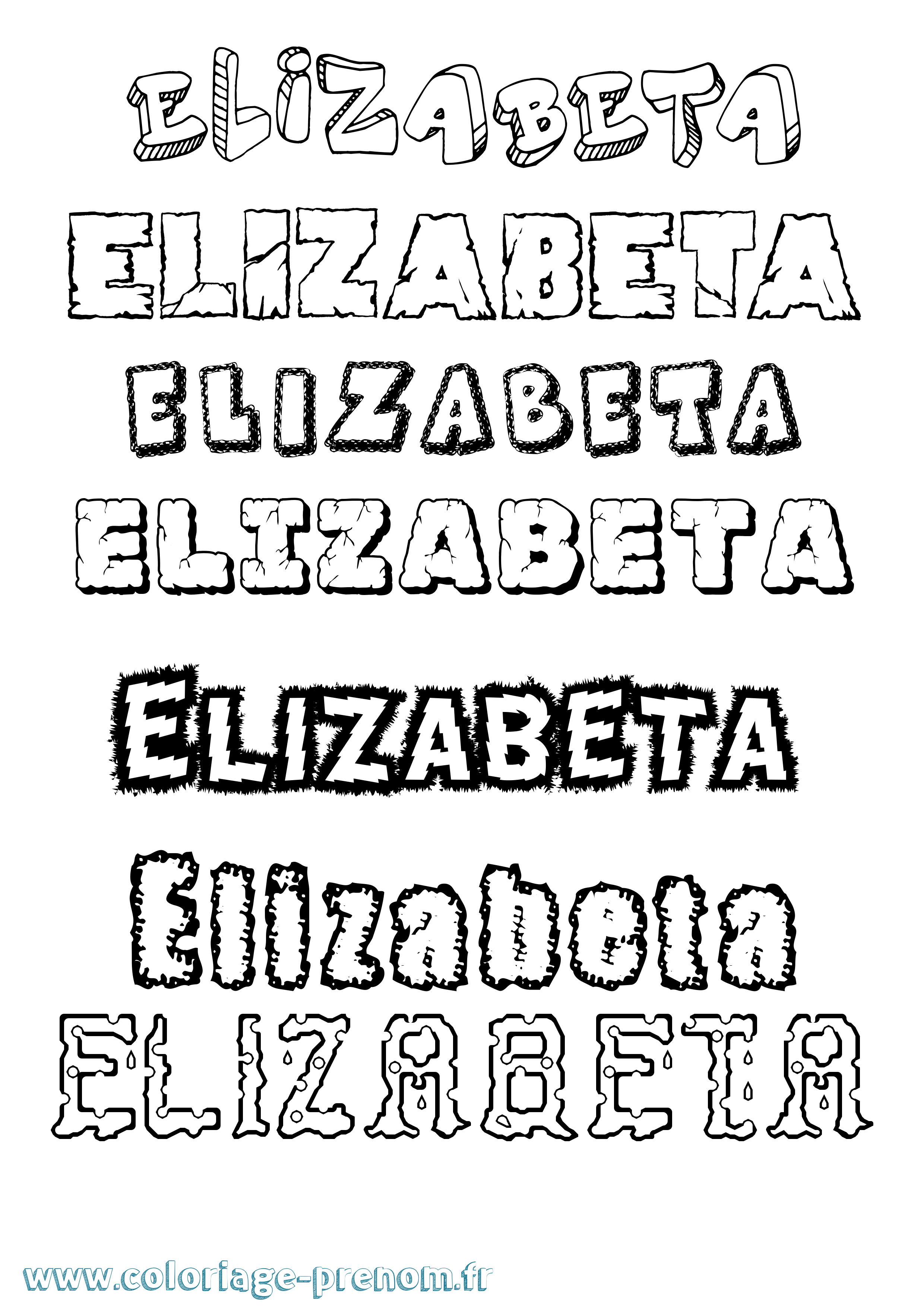 Coloriage prénom Elizabeta Destructuré