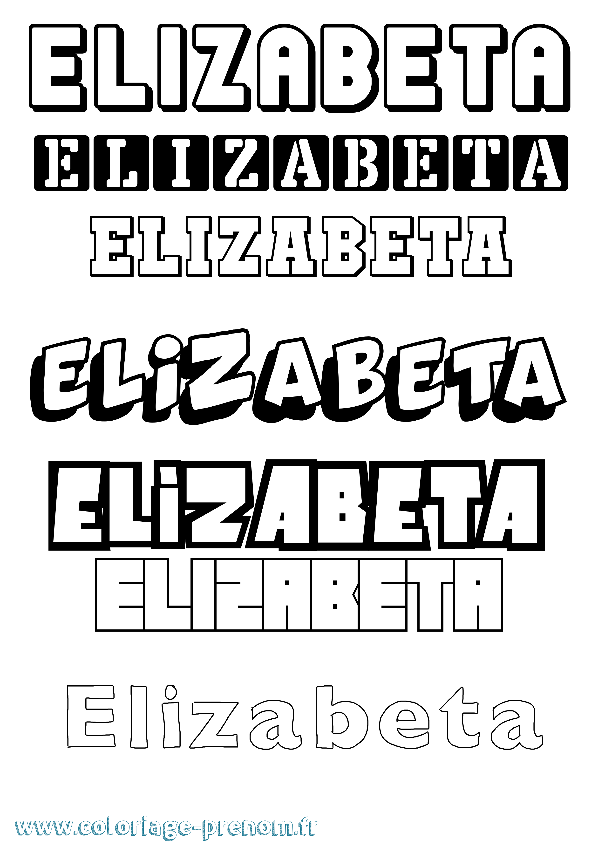 Coloriage prénom Elizabeta Simple