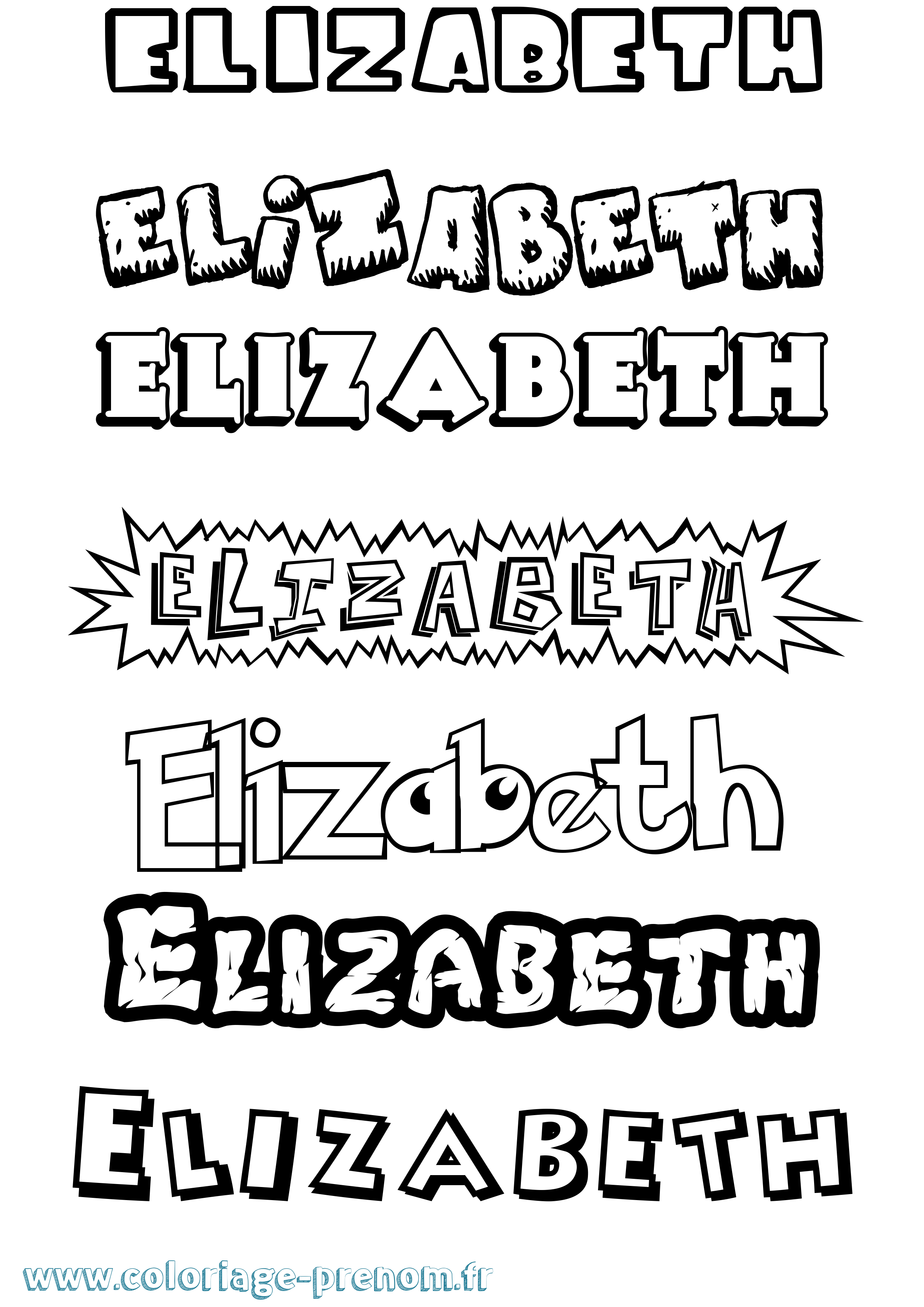 Coloriage Elizabeth Coloriage prénom Elizabeth