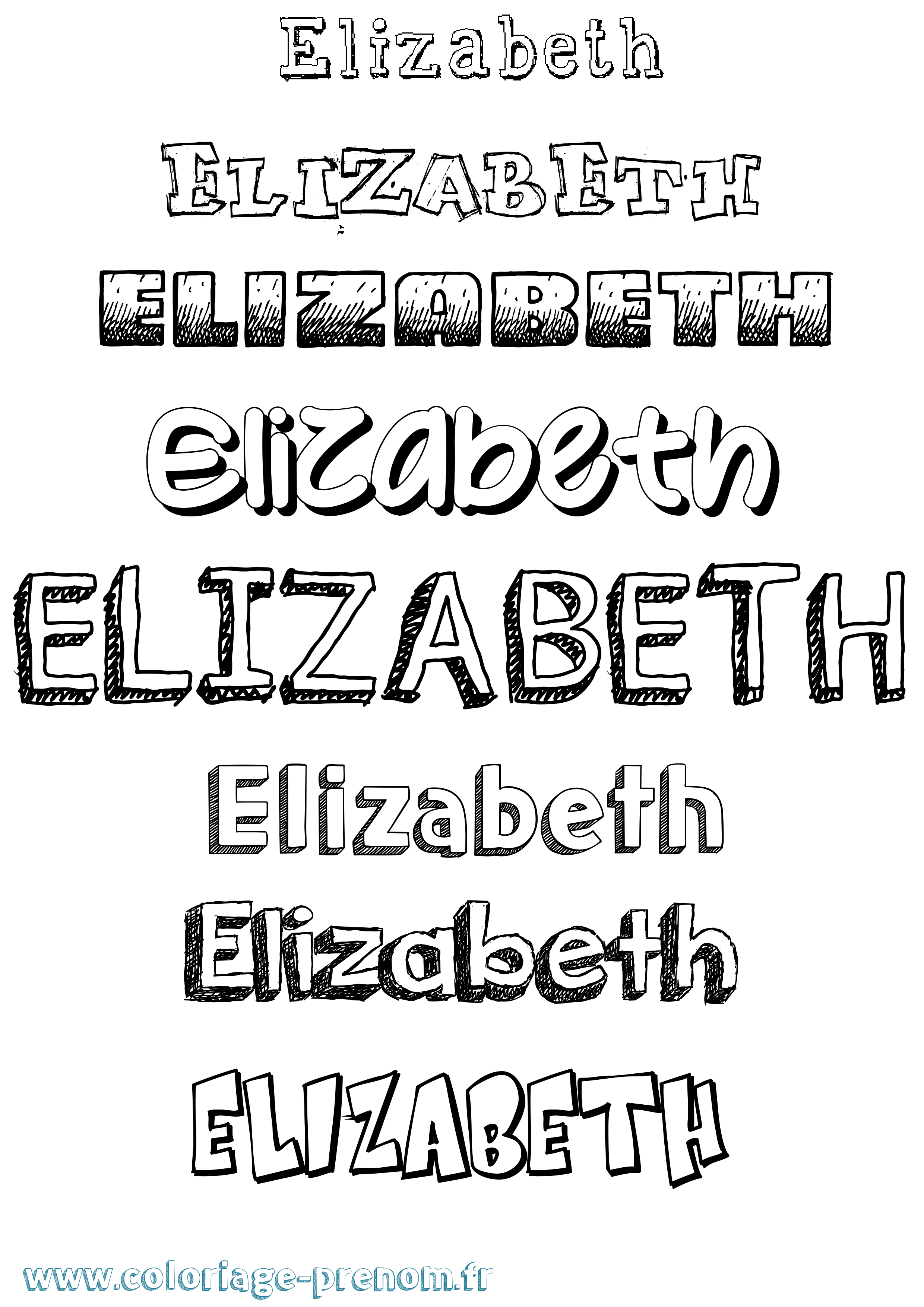 Coloriage Elizabeth Coloriage prénom Elizabeth