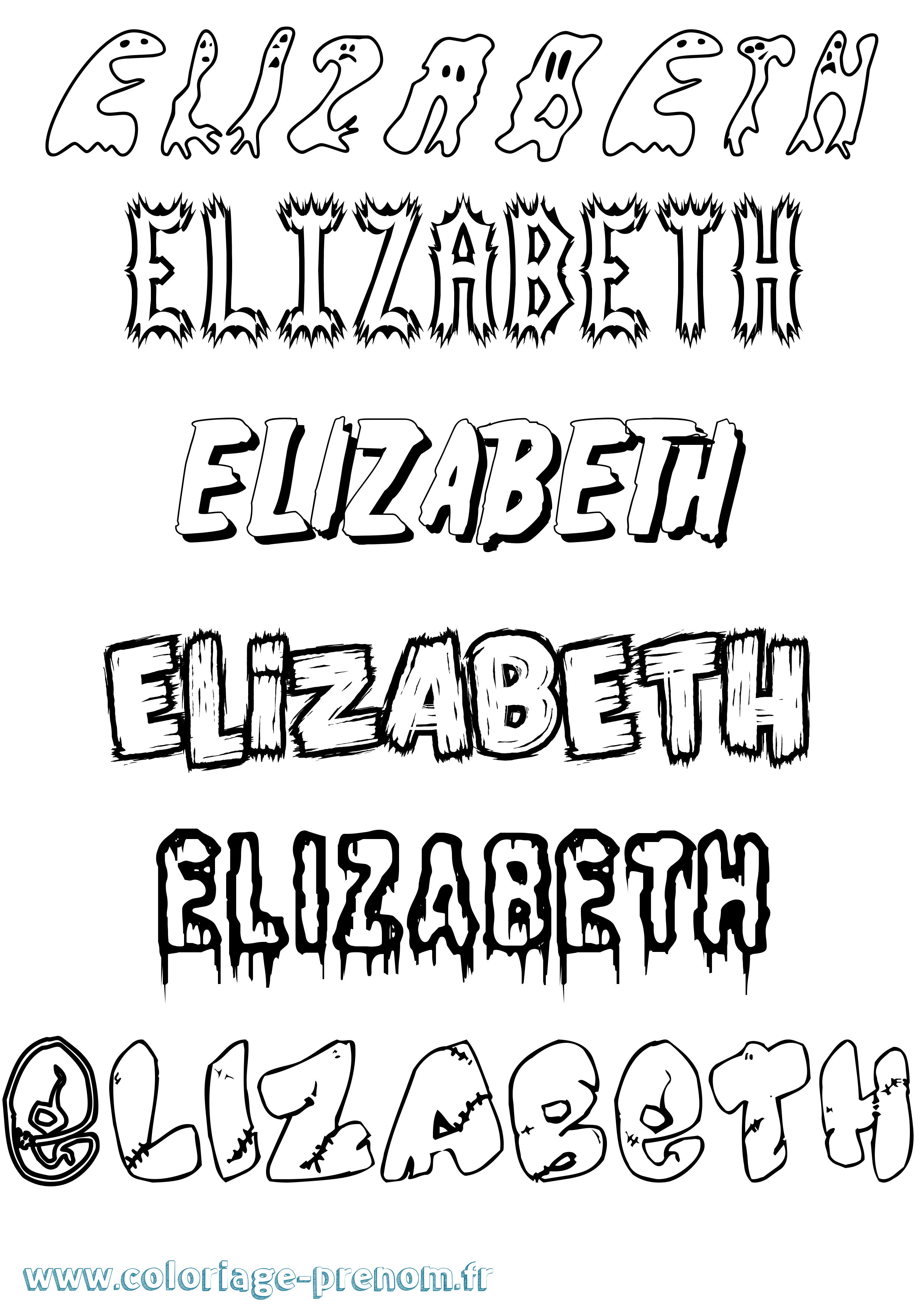 Coloriage Elizabeth Coloriage prénom Elizabeth
