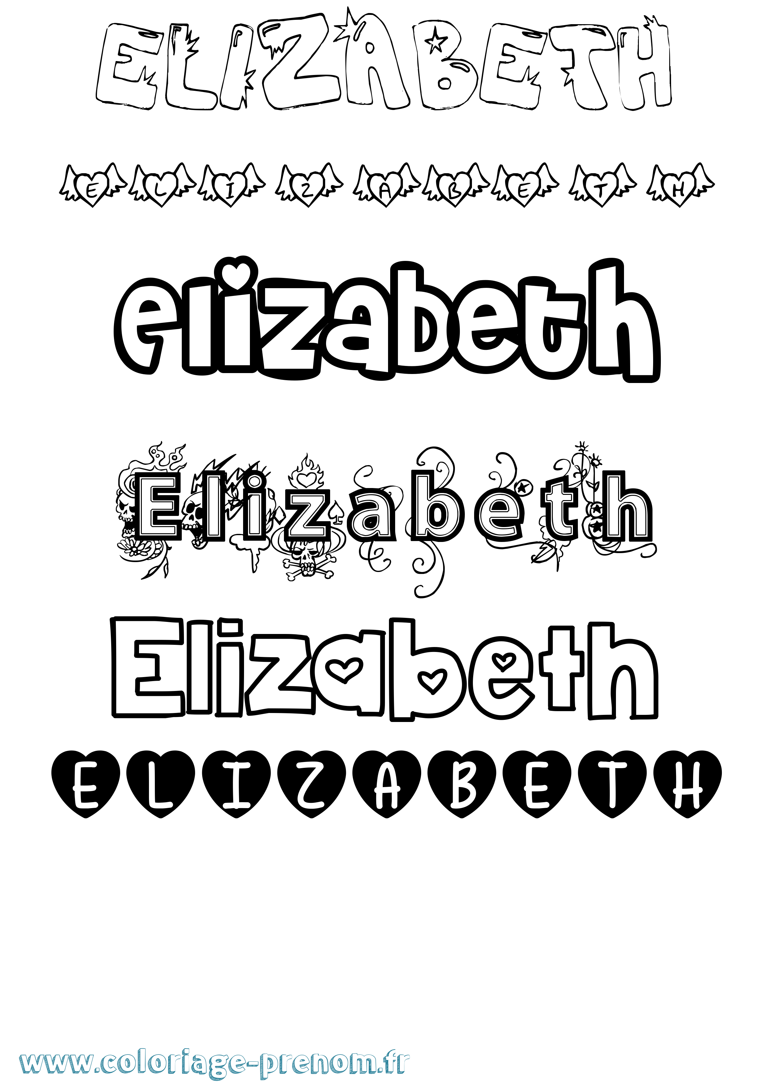 Coloriage Elizabeth Coloriage prénom Elizabeth