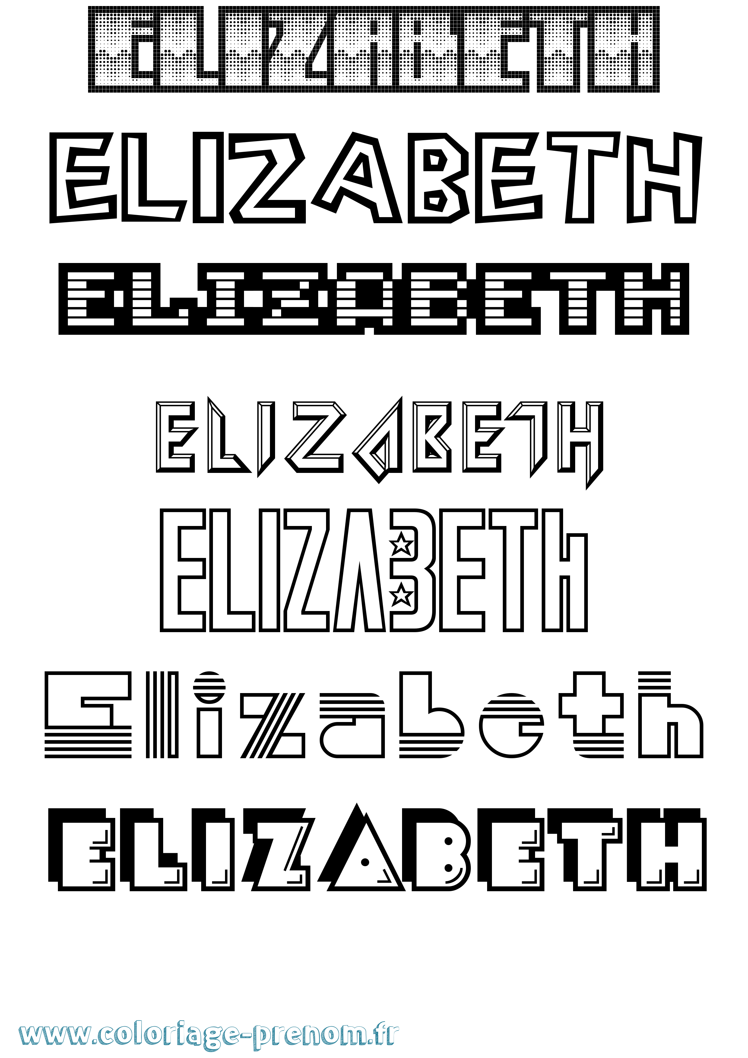 Coloriage Elizabeth Coloriage prénom Elizabeth
