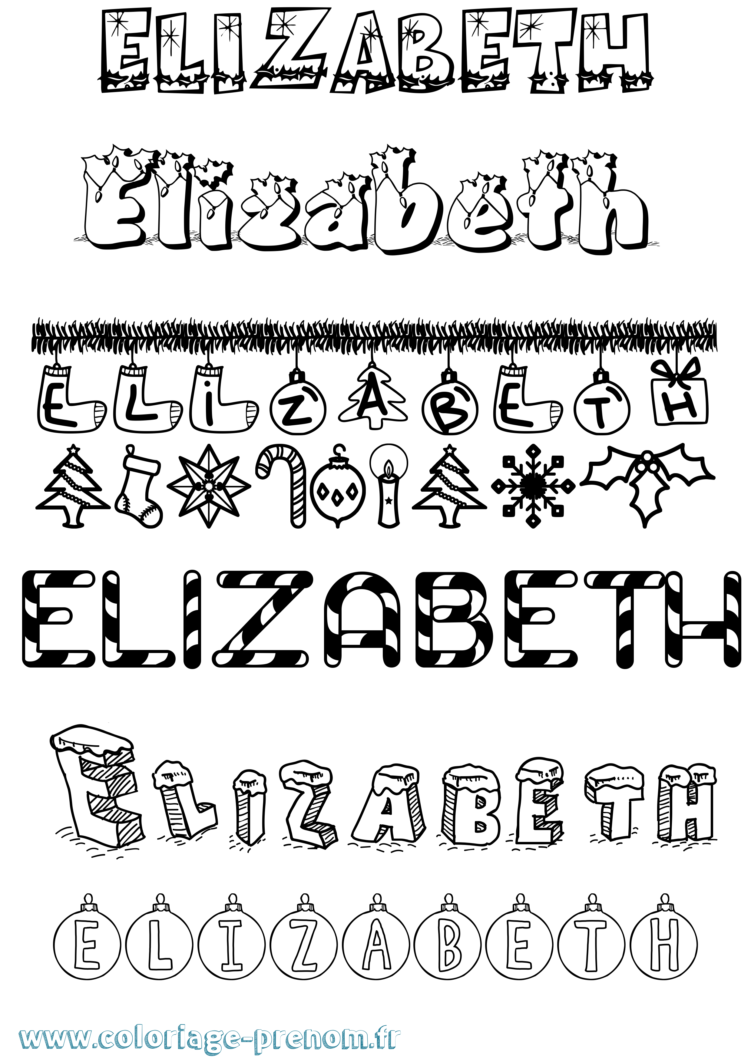 Coloriage Elizabeth Coloriage prénom Elizabeth