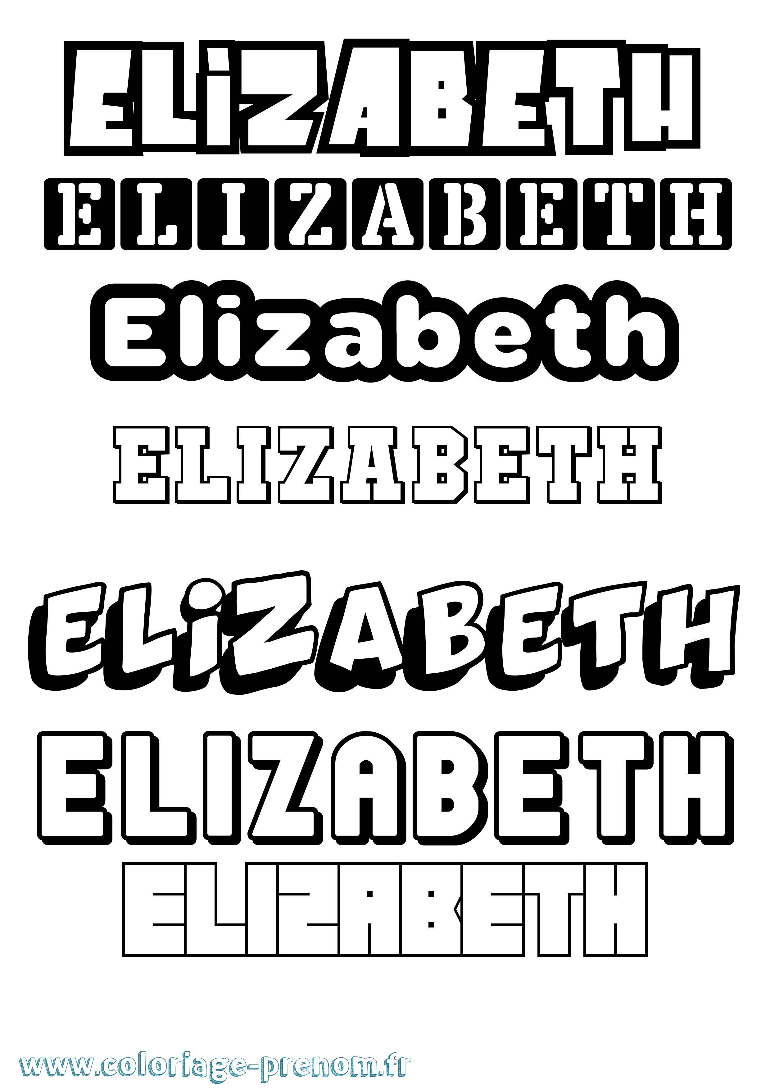 Coloriage Elizabeth Coloriage prénom Elizabeth