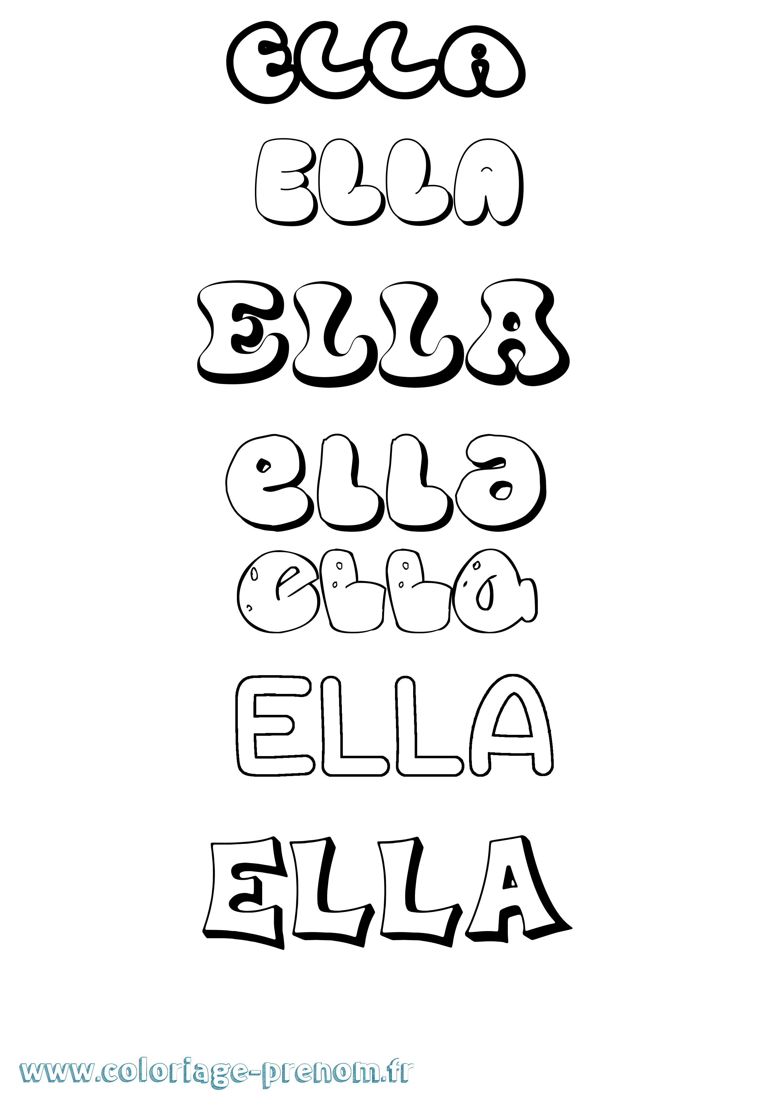 Coloriage prénom Ella Bubble