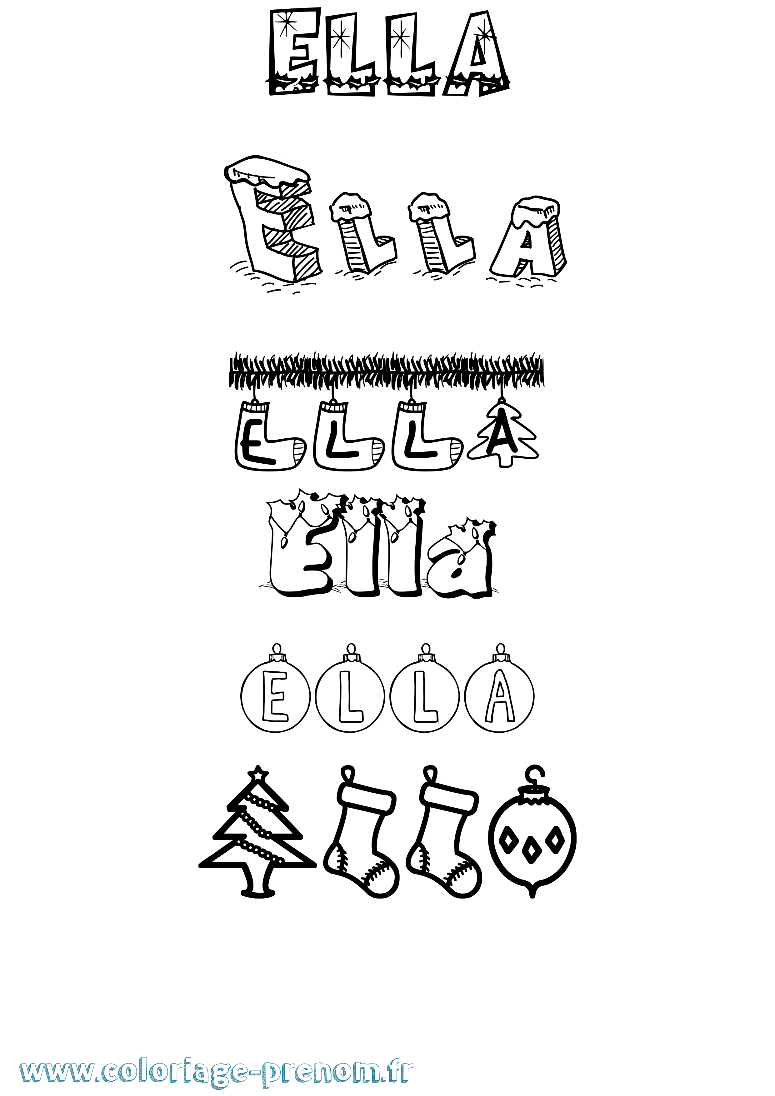 Coloriage prénom Ella Noël