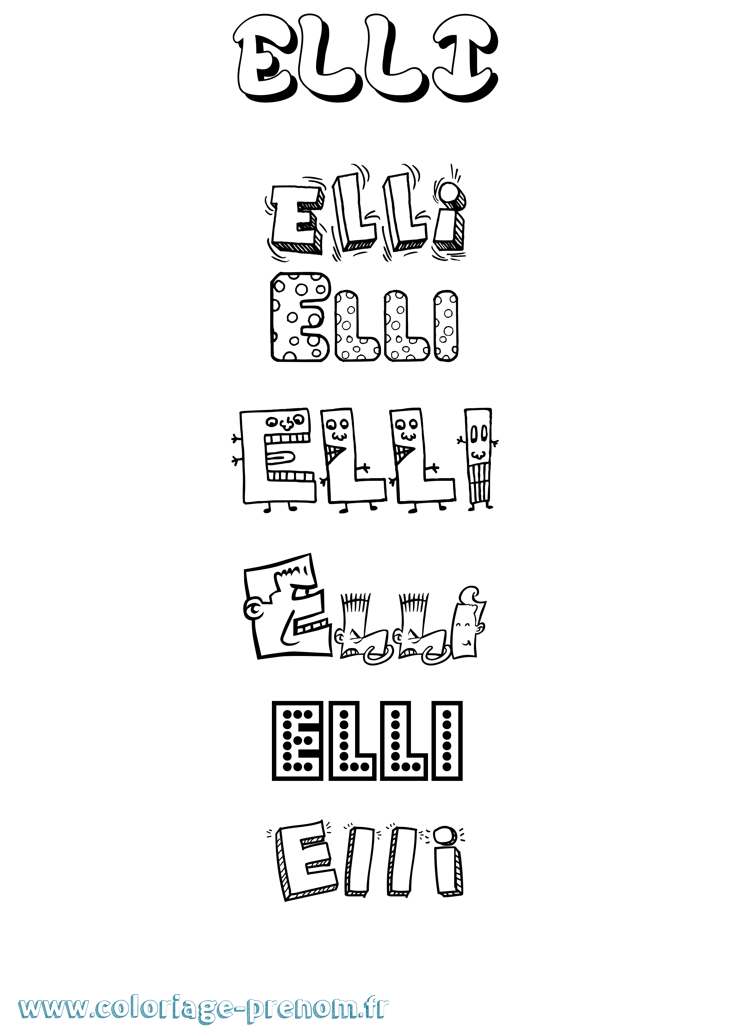 Coloriage prénom Elli Fun