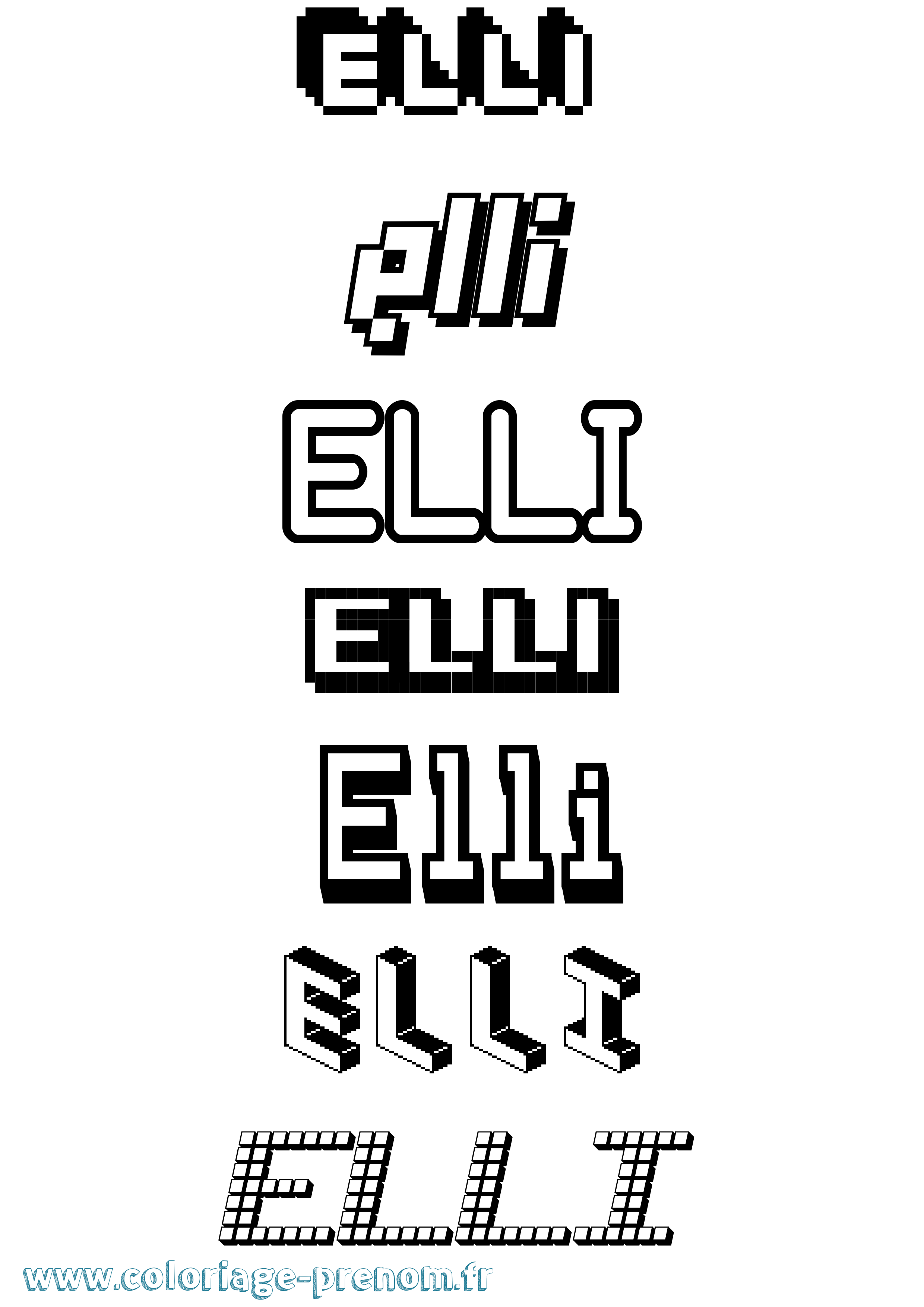 Coloriage prénom Elli Pixel