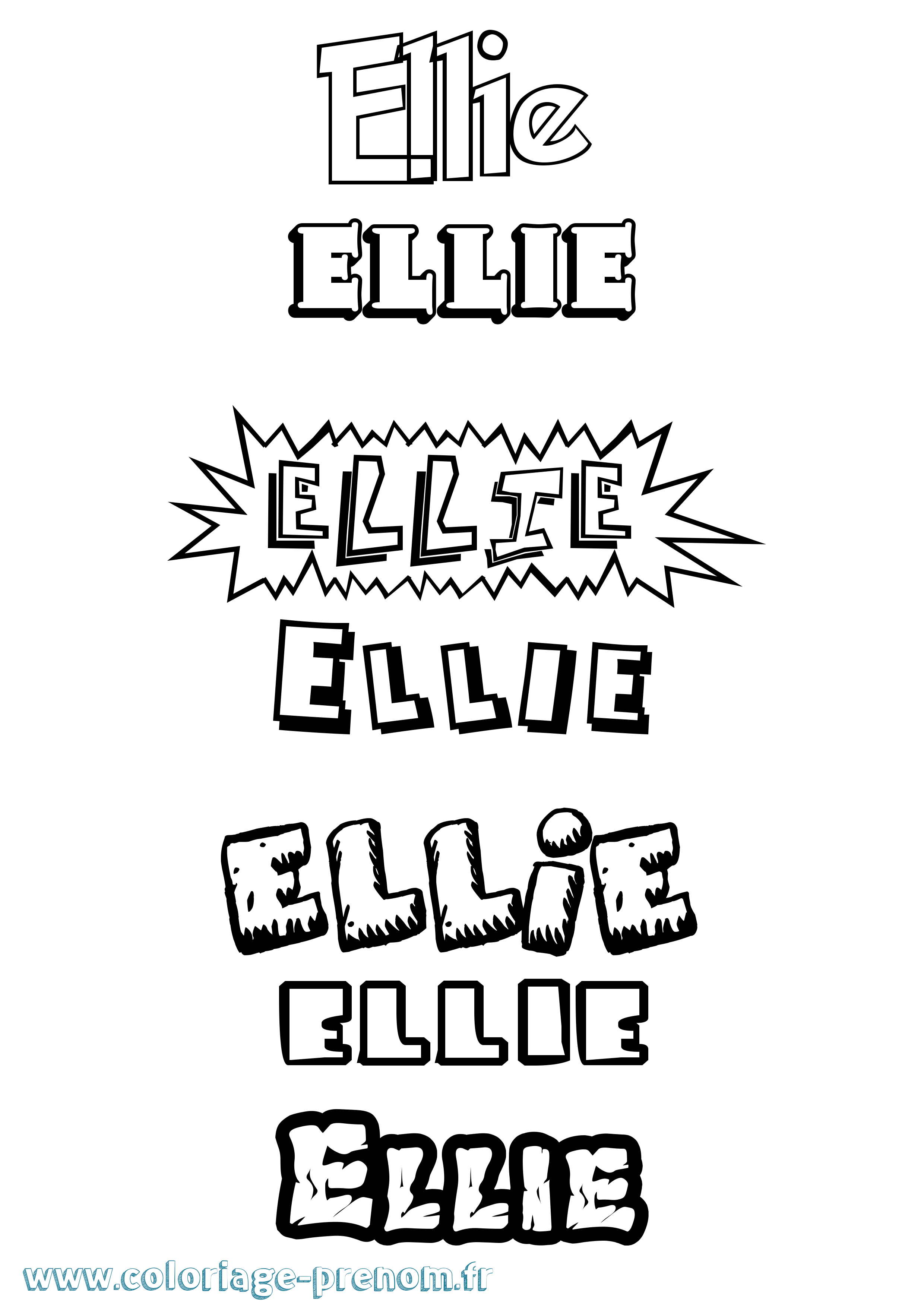 Coloriage prénom Ellie Dessin Animé