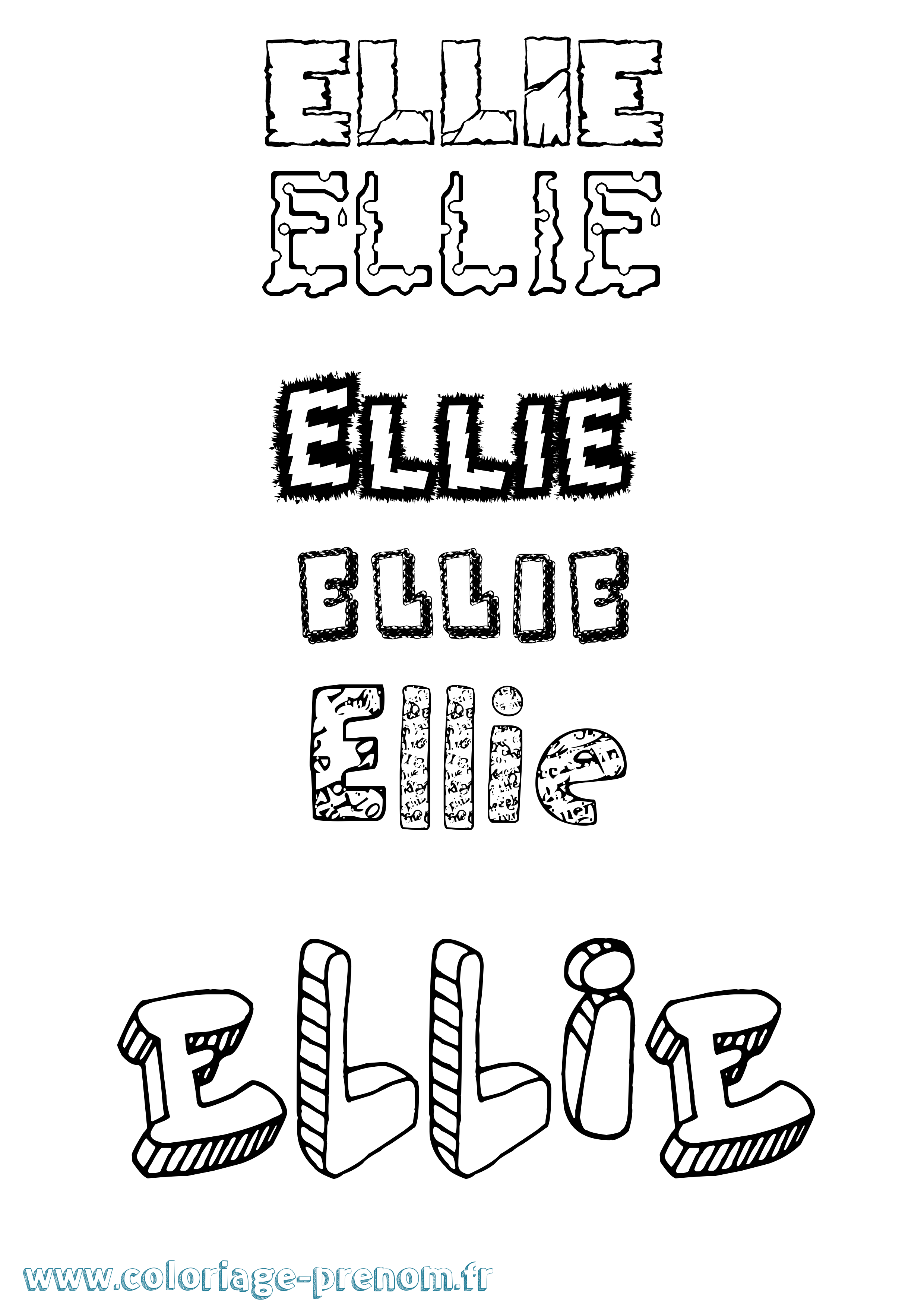 Coloriage prénom Ellie Destructuré