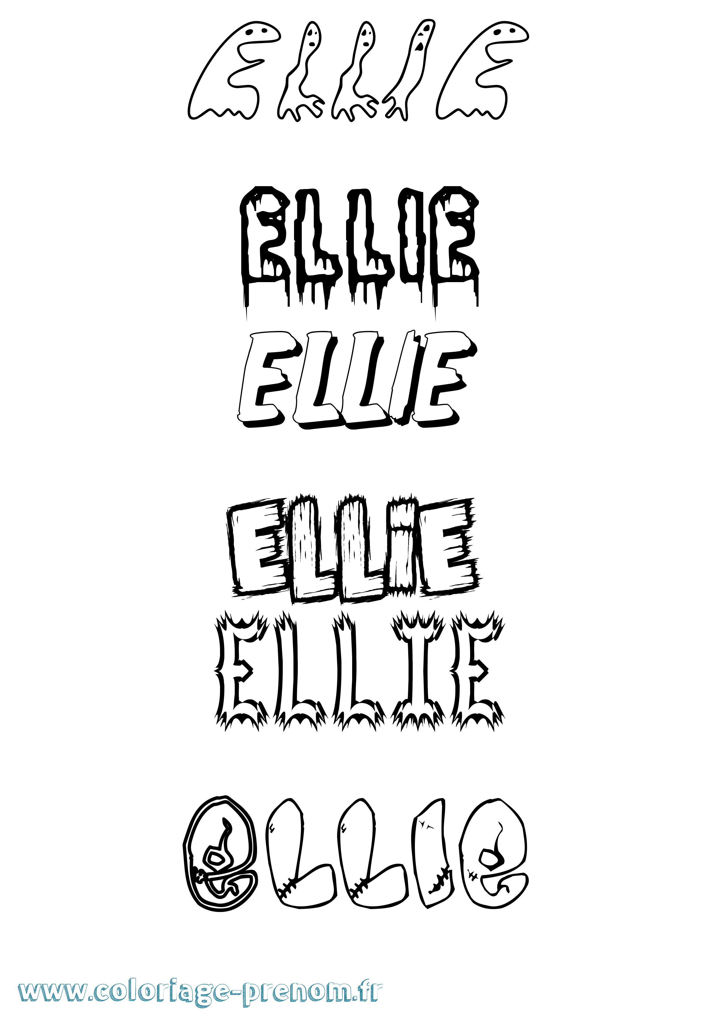 Coloriage prénom Ellie Frisson