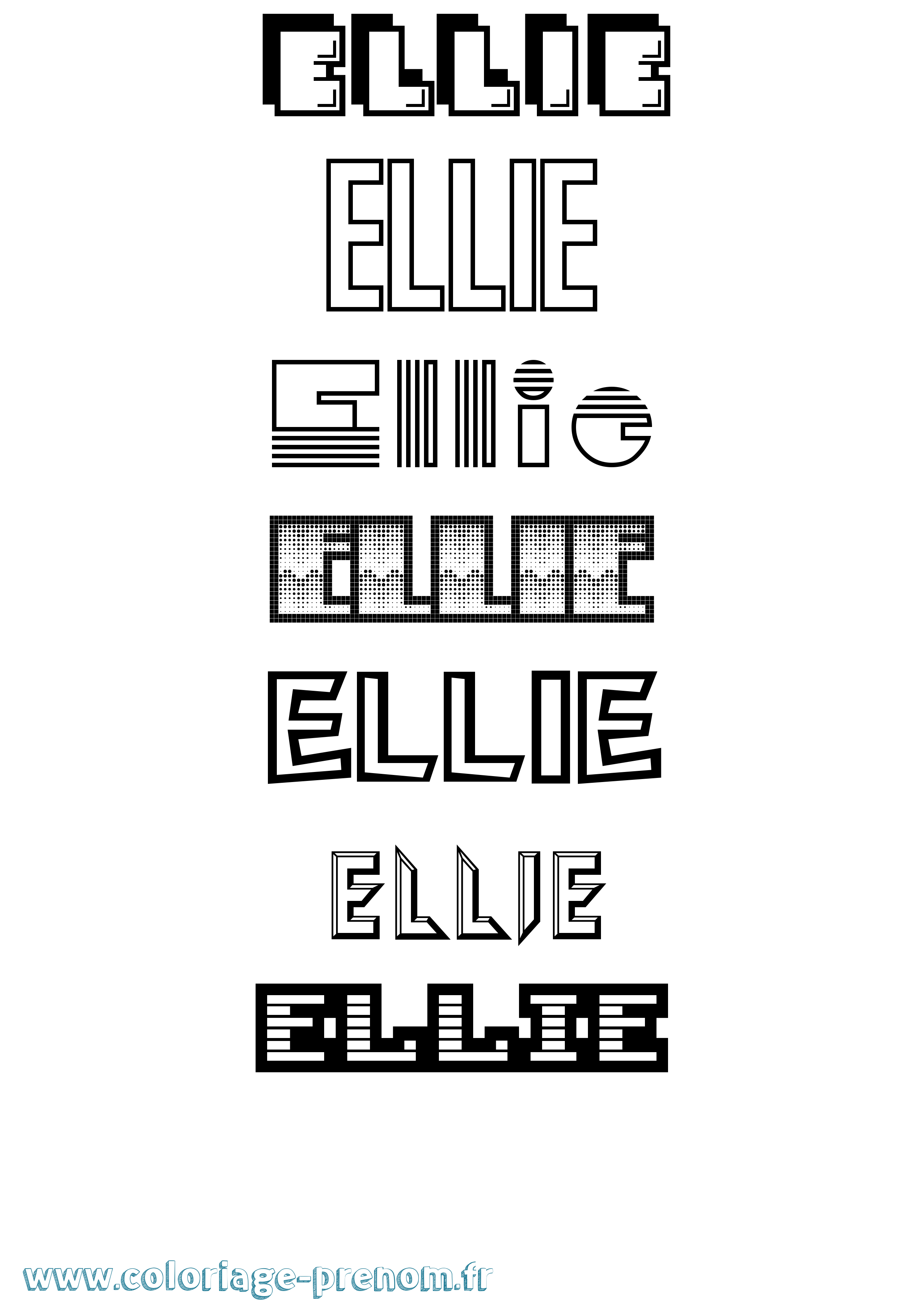 Coloriage prénom Ellie Jeux Vidéos