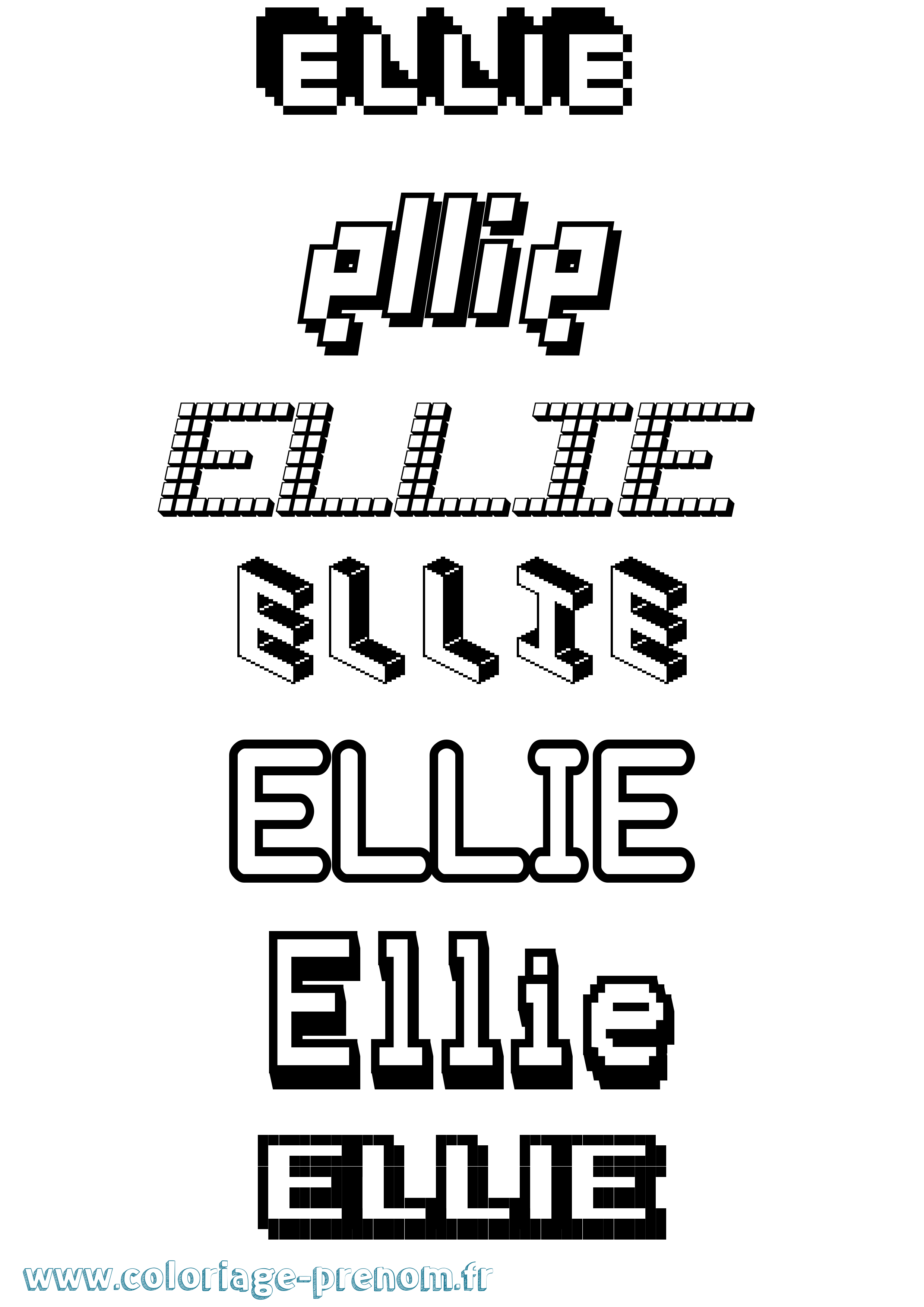 Coloriage prénom Ellie Pixel