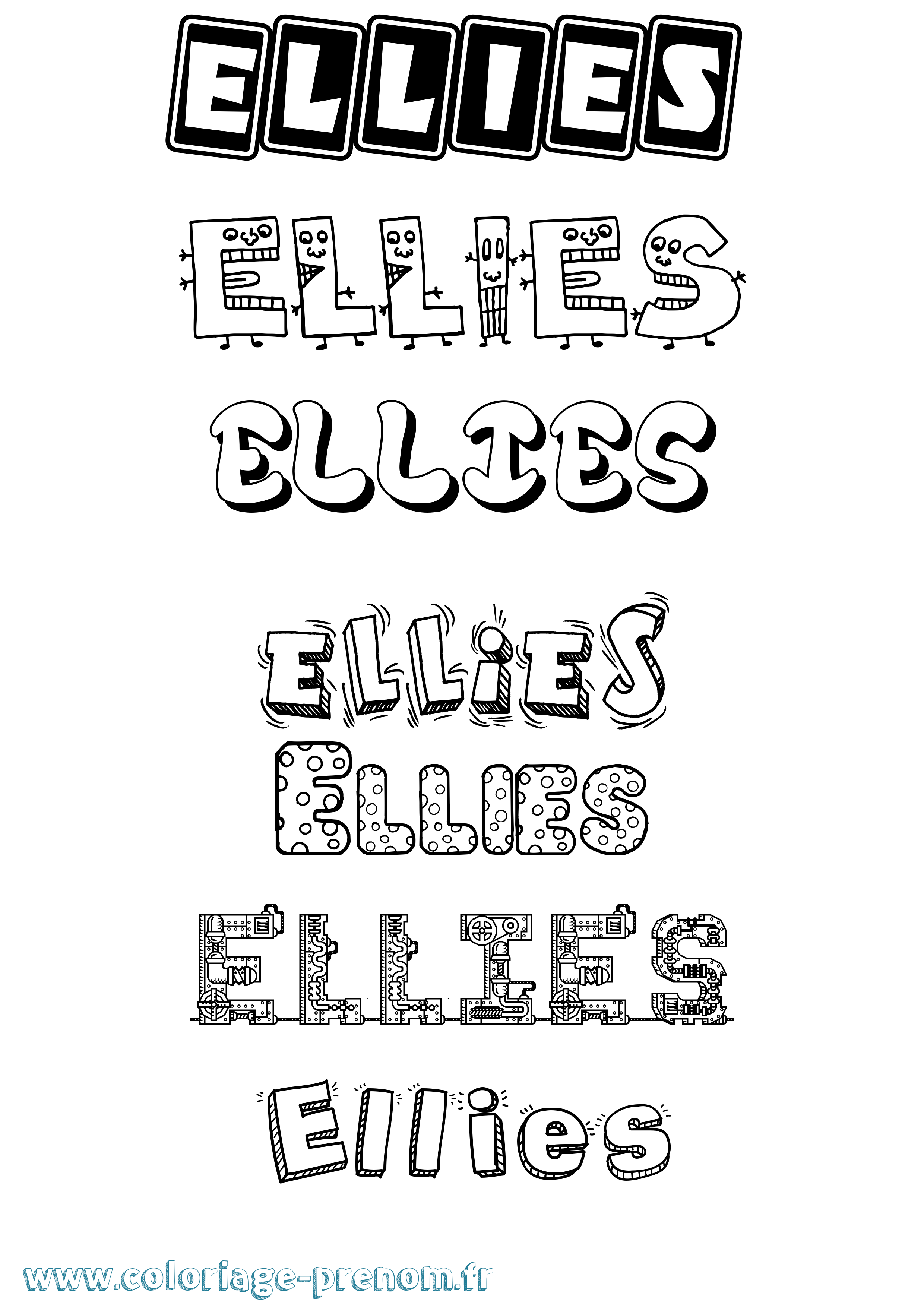 Coloriage prénom Ellies Fun