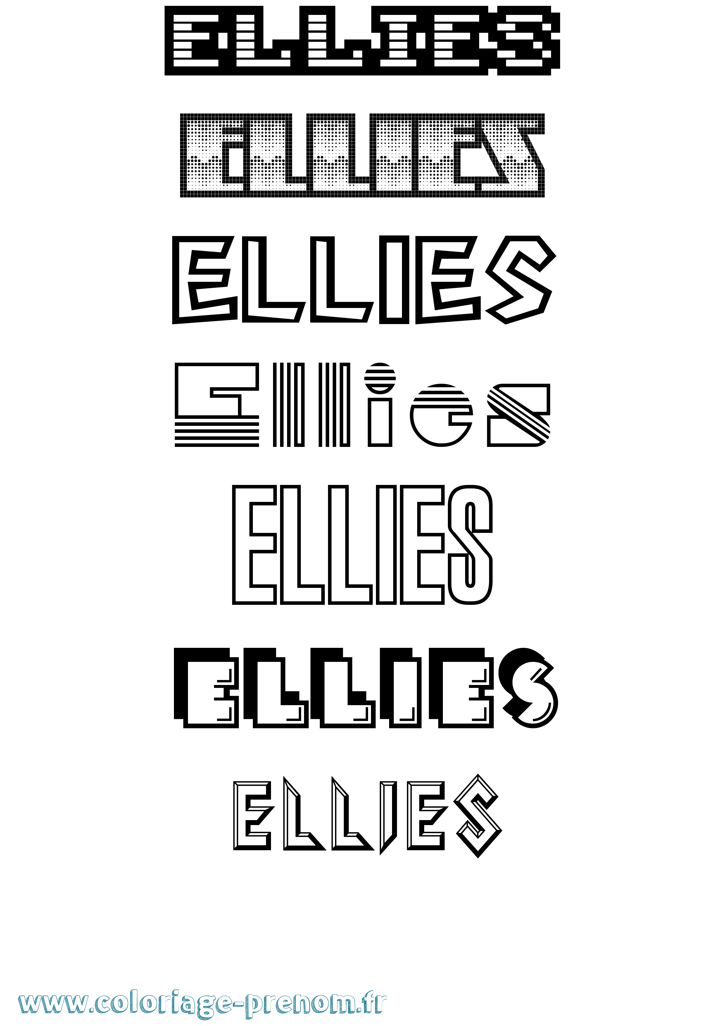 Coloriage prénom Ellies Jeux Vidéos