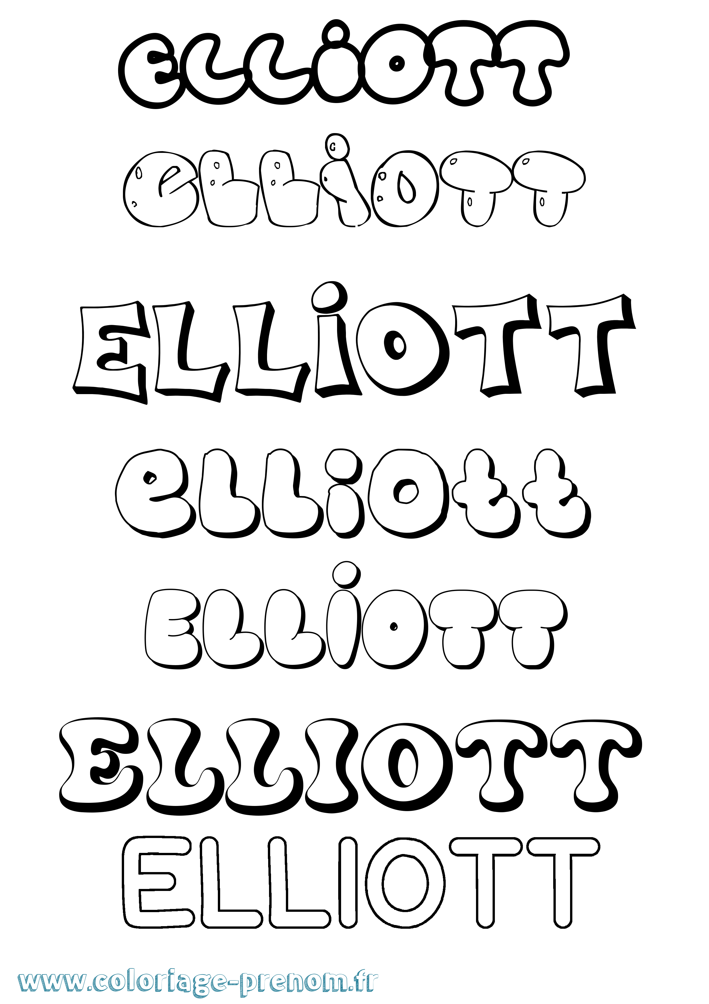 Coloriage prénom Elliott Bubble