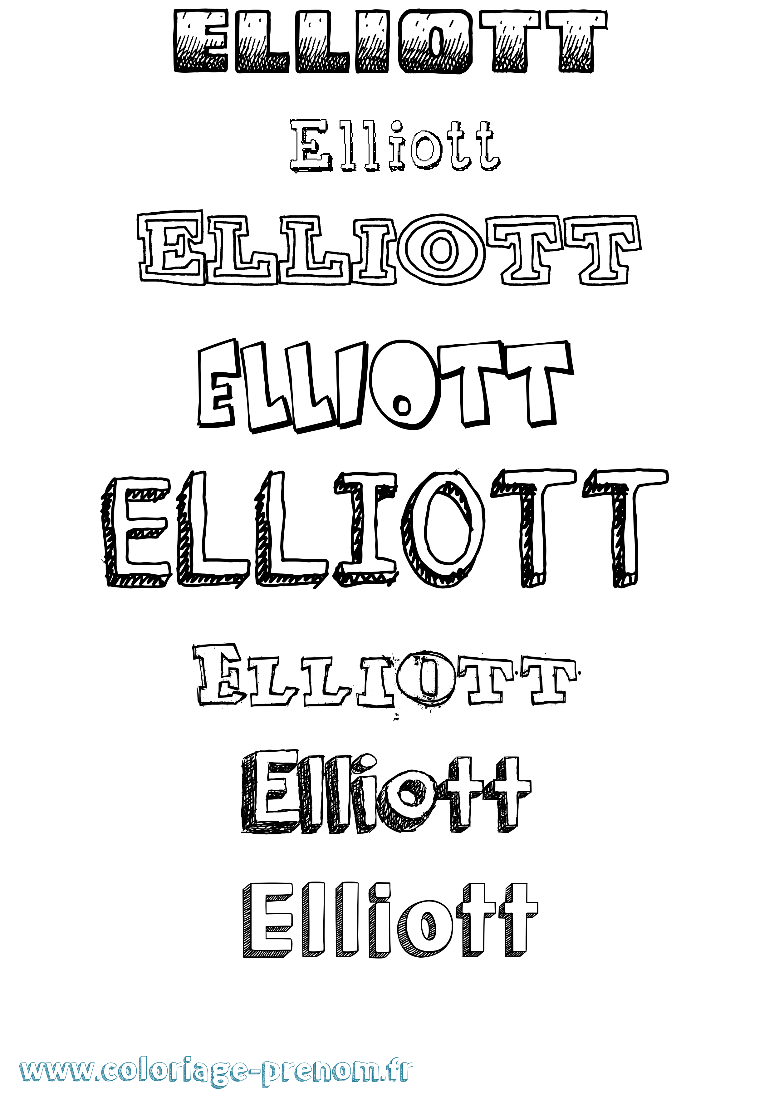 Coloriage prénom Elliott Dessiné