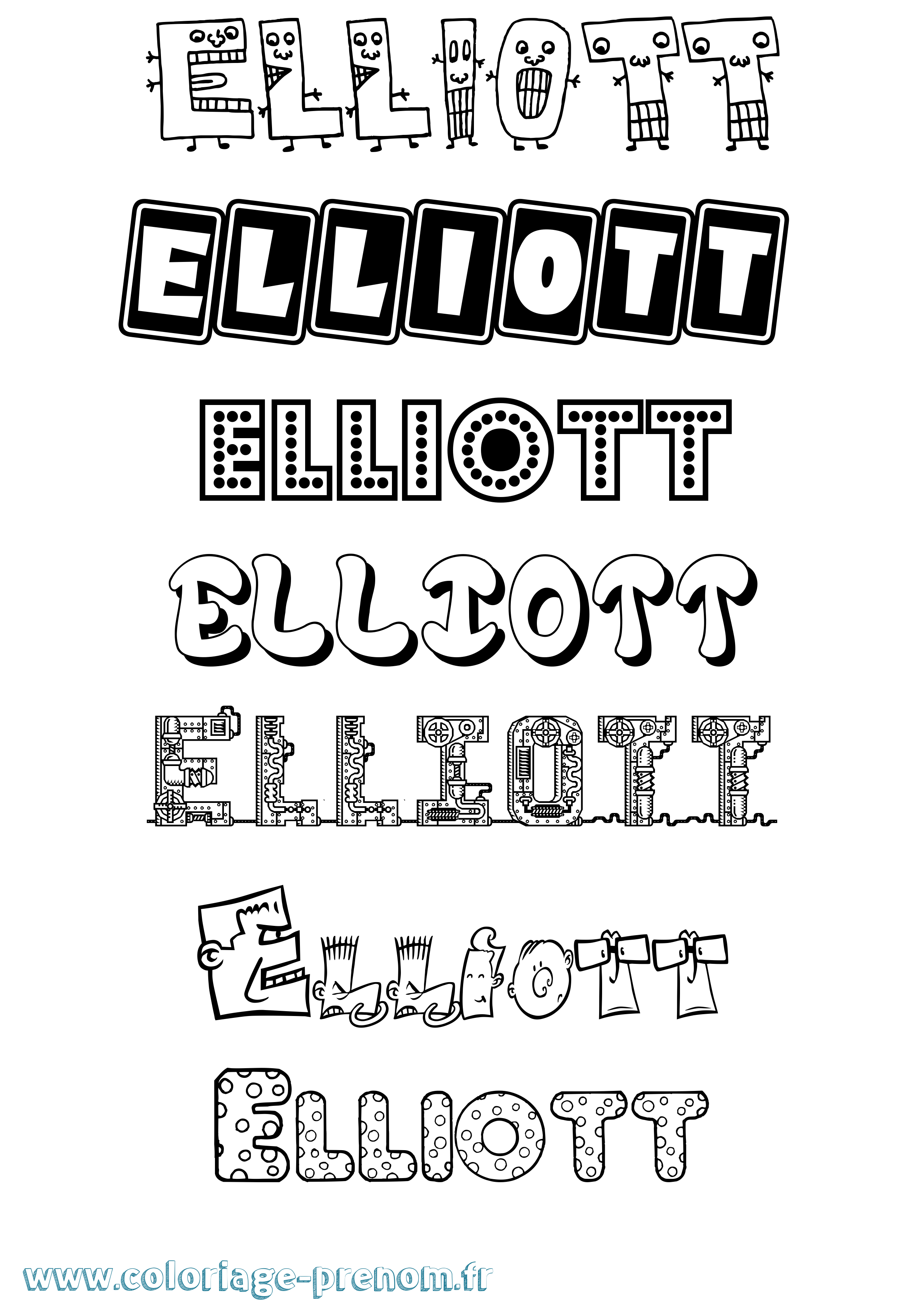 Coloriage prénom Elliott Fun