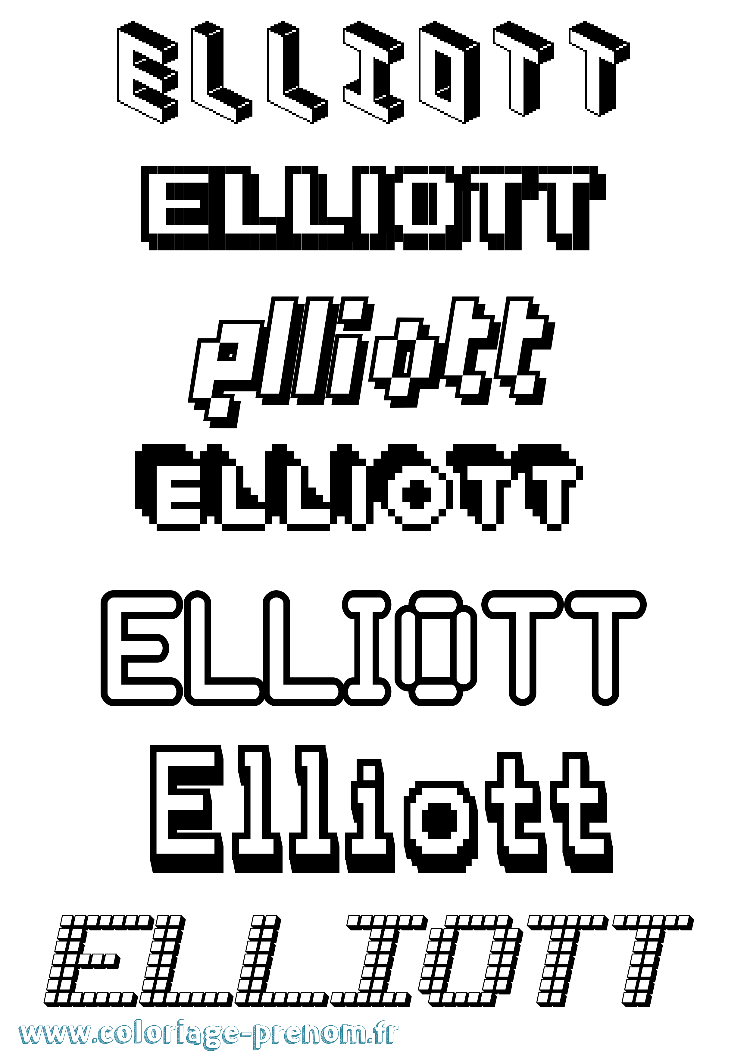 Coloriage prénom Elliott Pixel