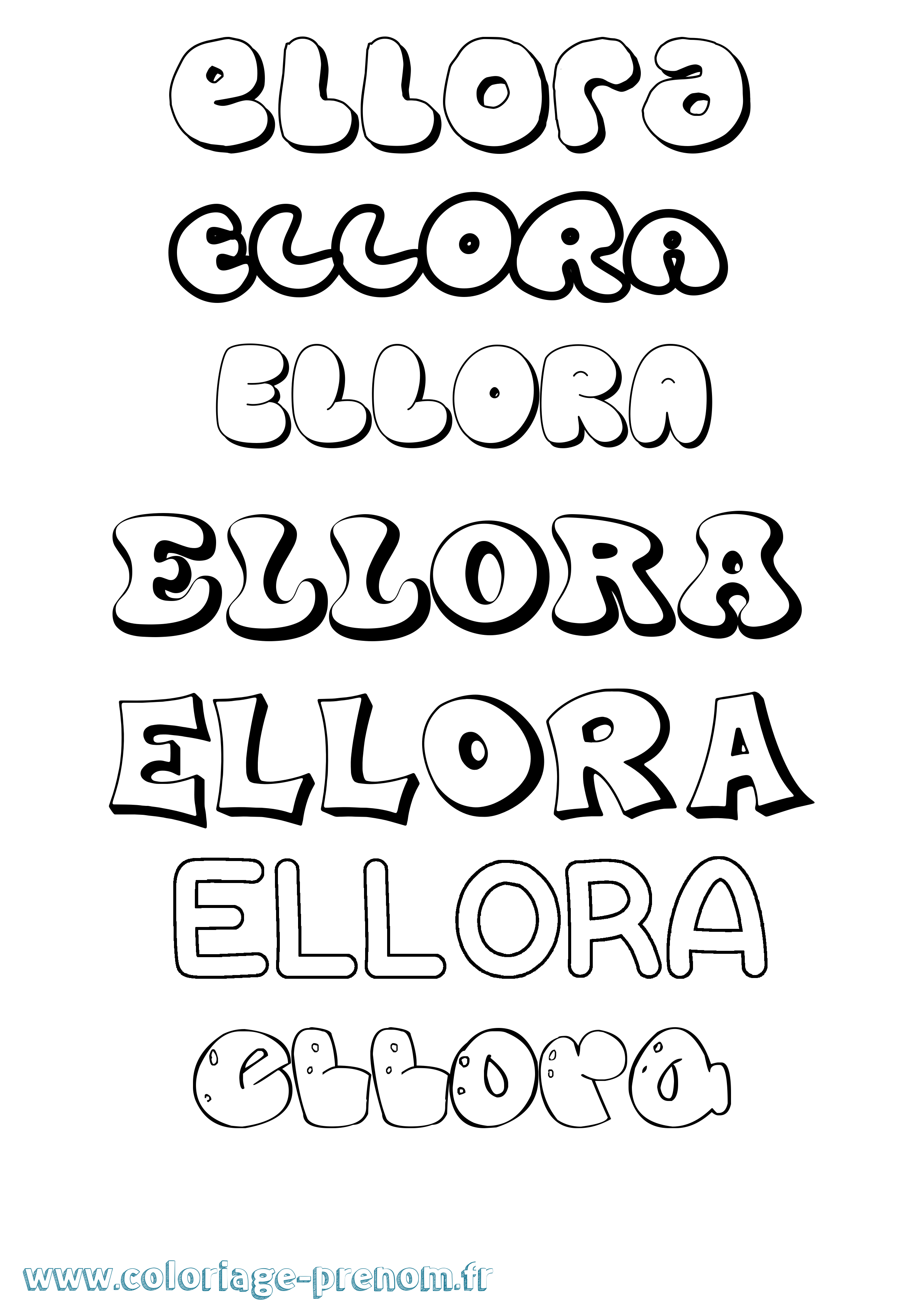 Coloriage prénom Ellora Bubble