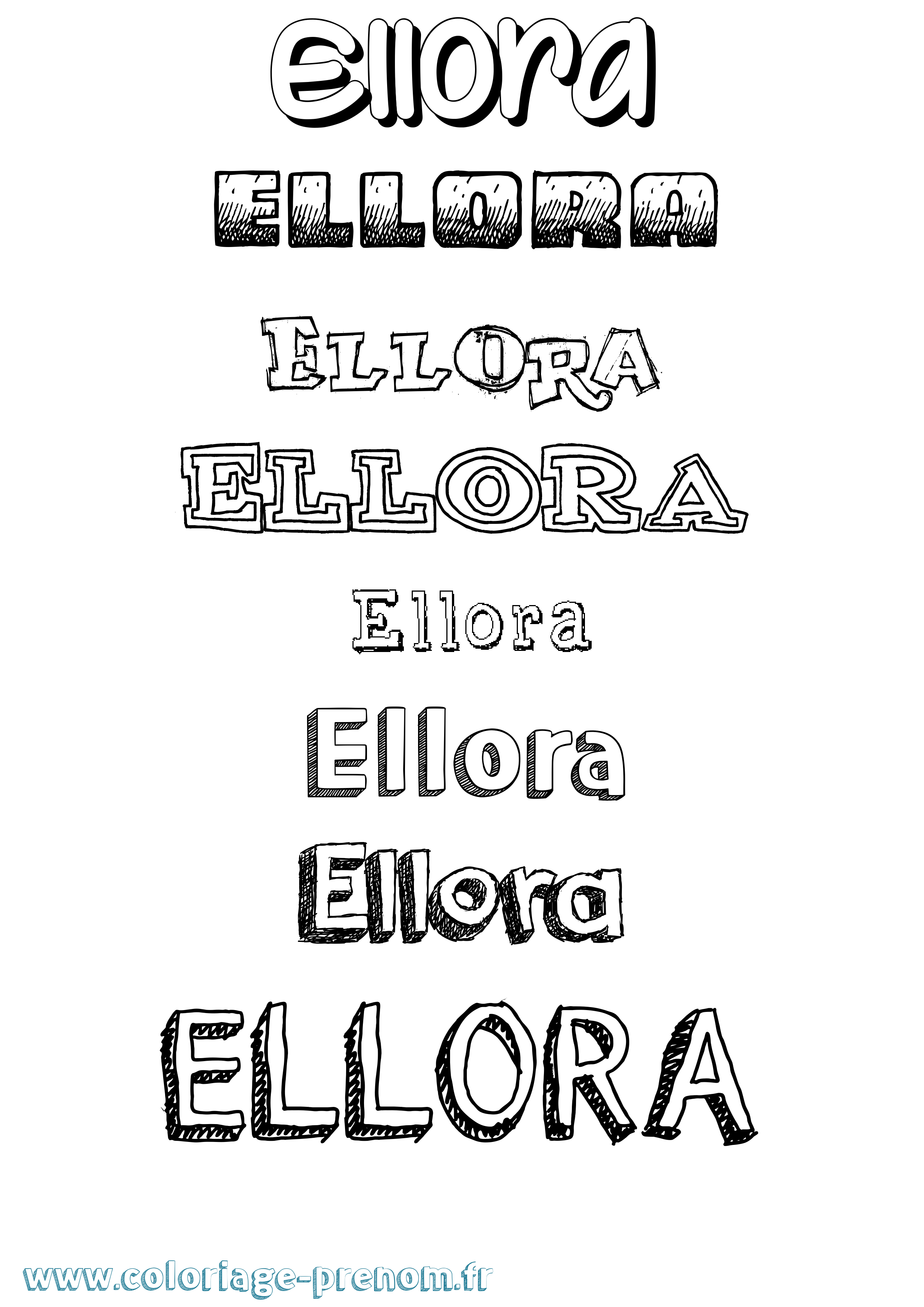 Coloriage prénom Ellora Dessiné