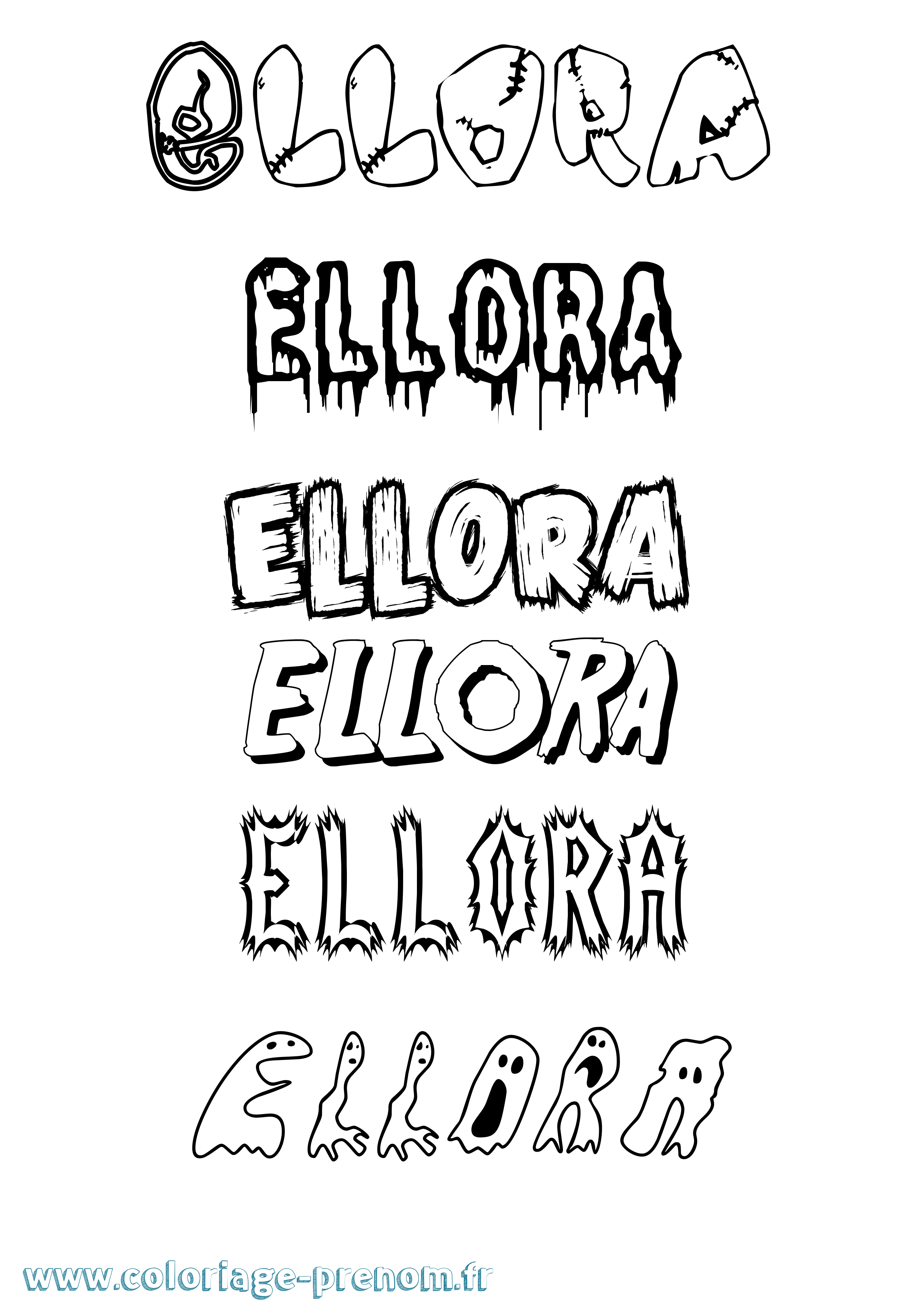 Coloriage prénom Ellora Frisson