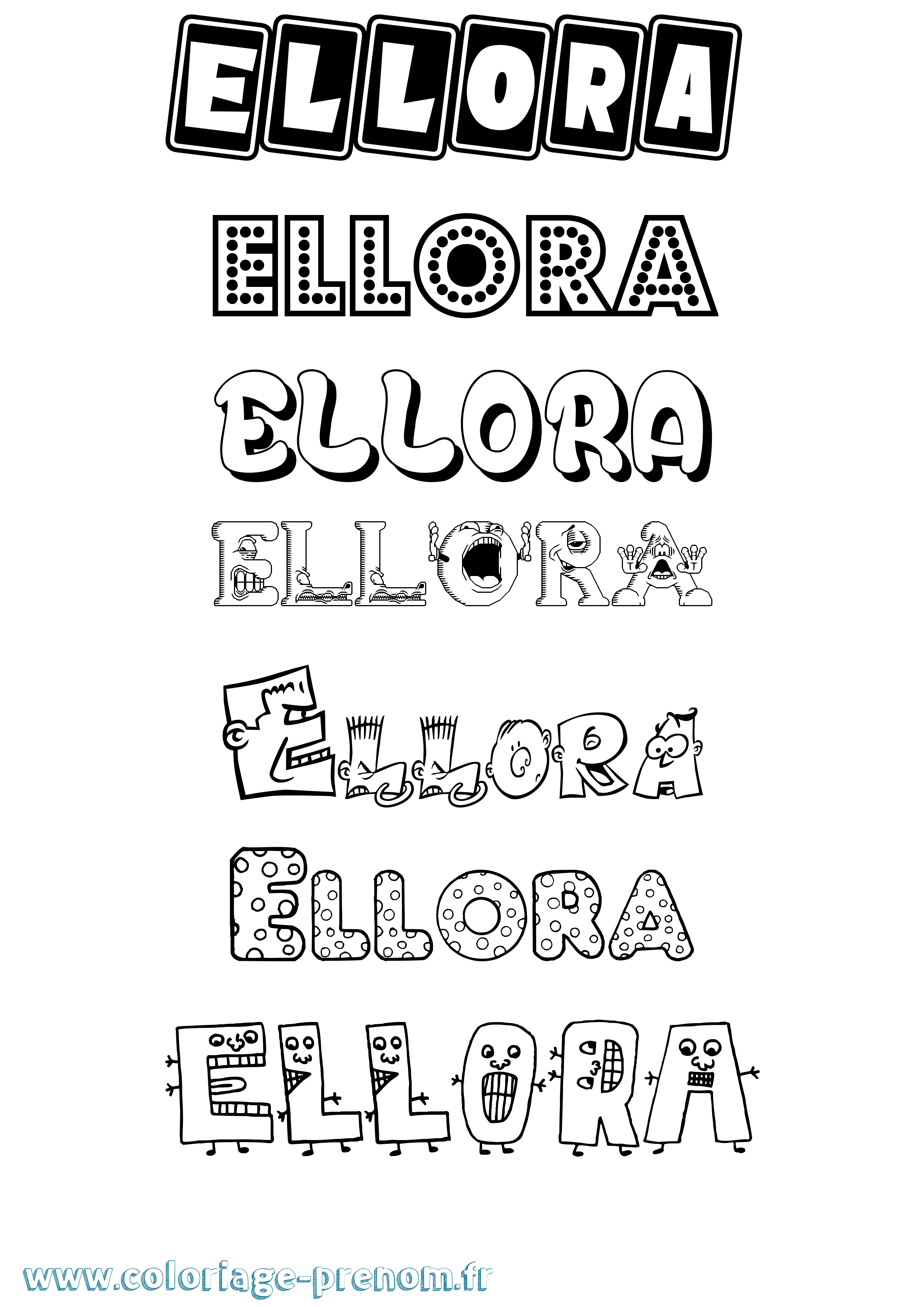 Coloriage prénom Ellora Fun