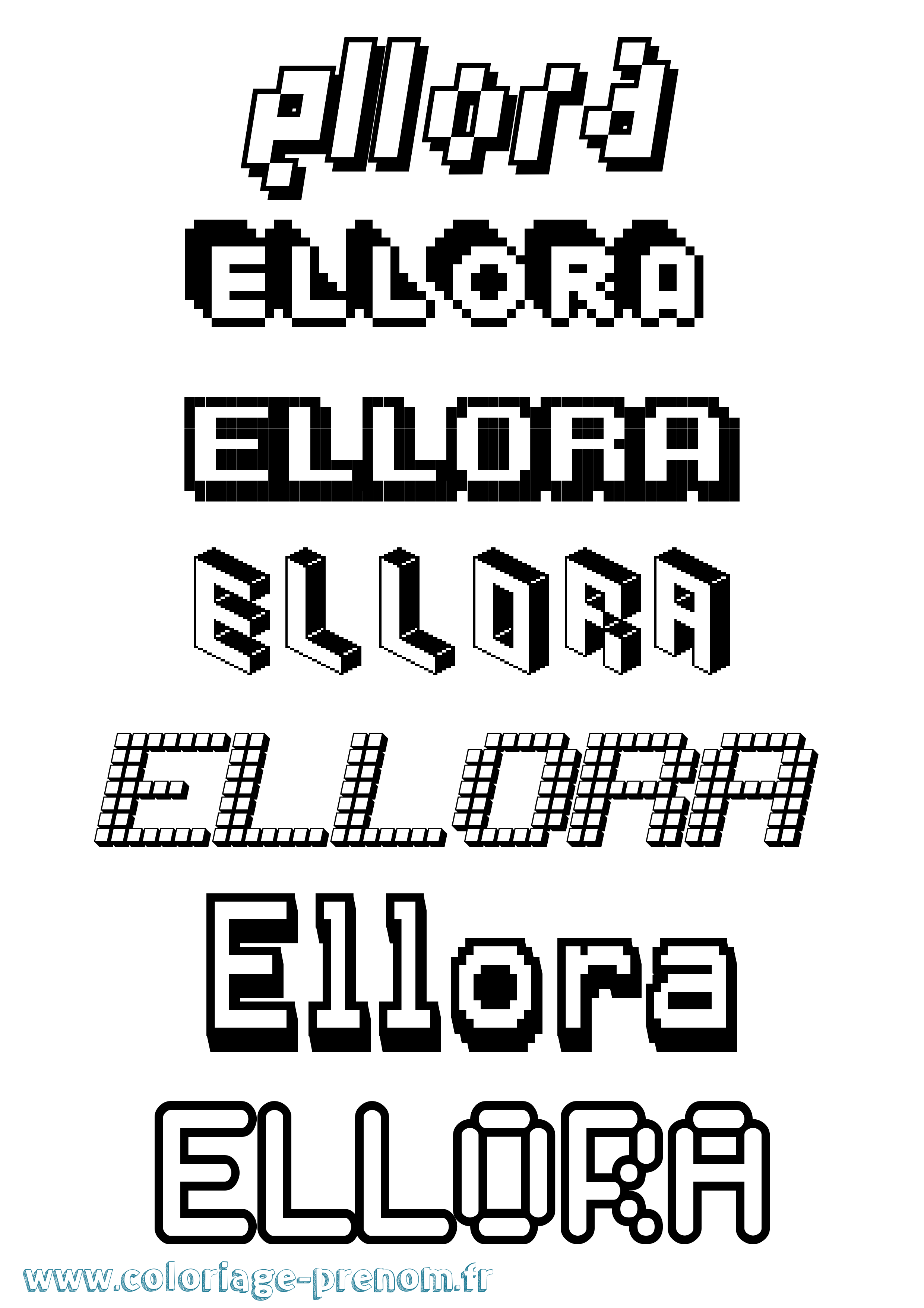 Coloriage prénom Ellora Pixel