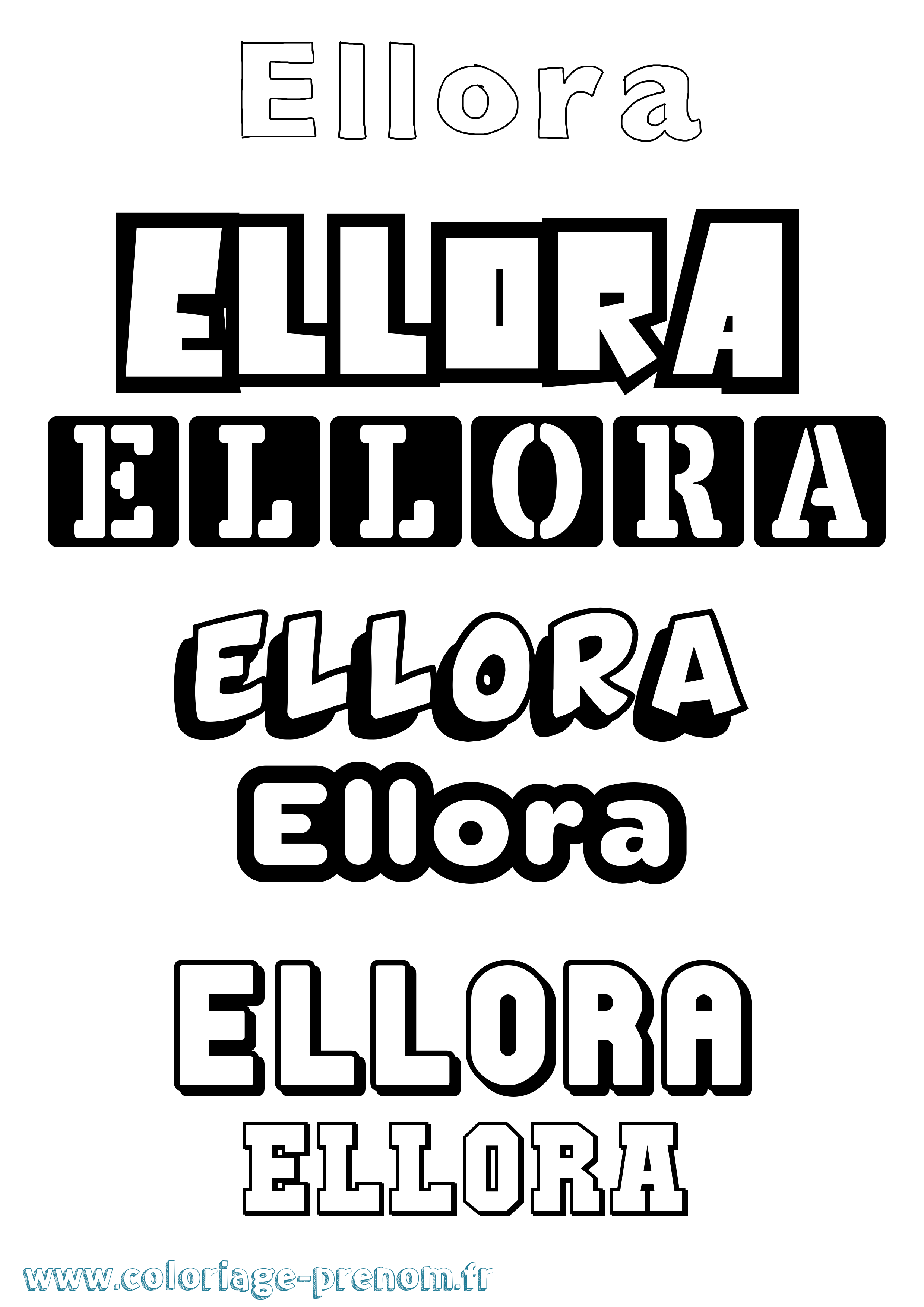 Coloriage prénom Ellora Simple