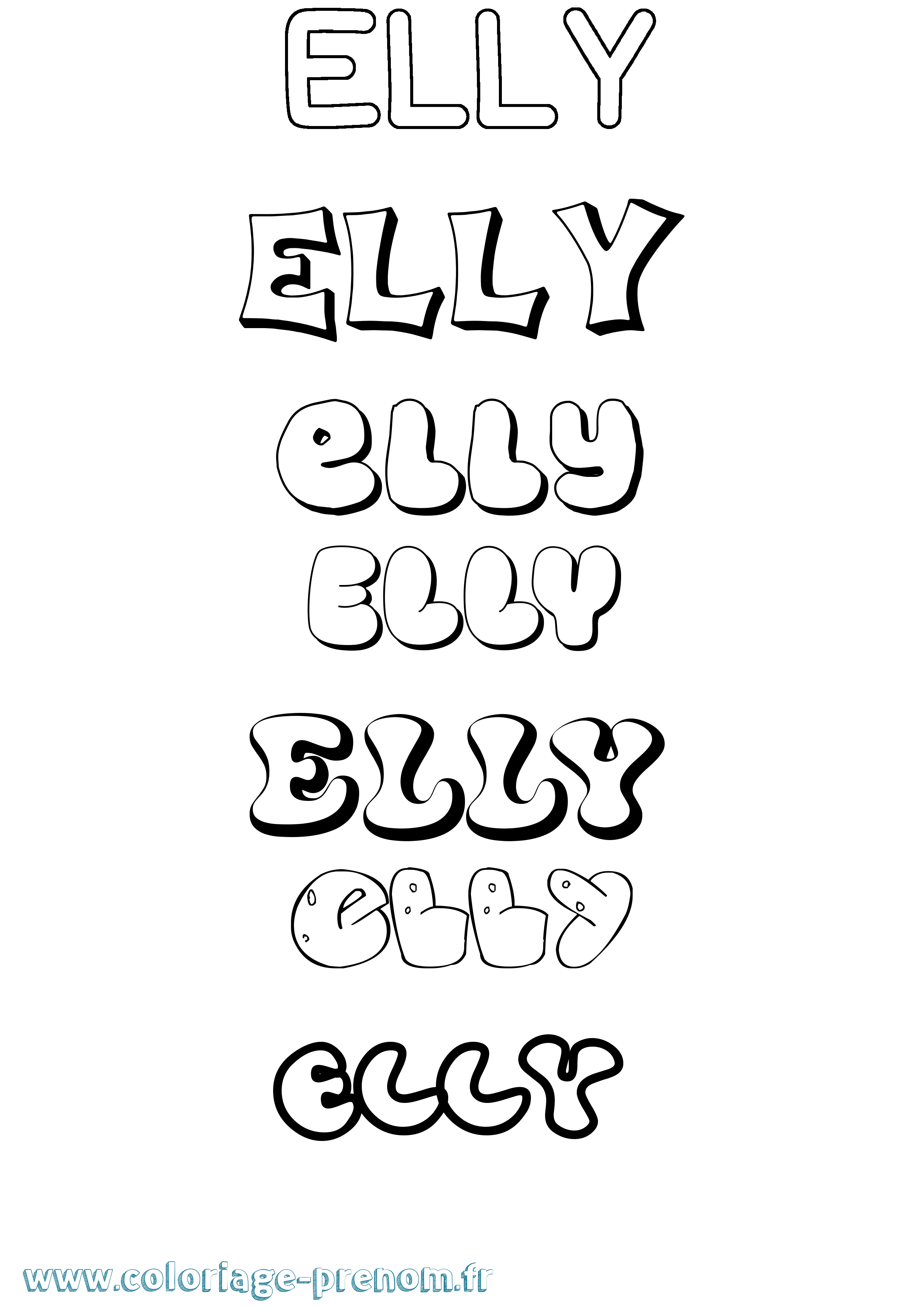 Coloriage prénom Elly Bubble