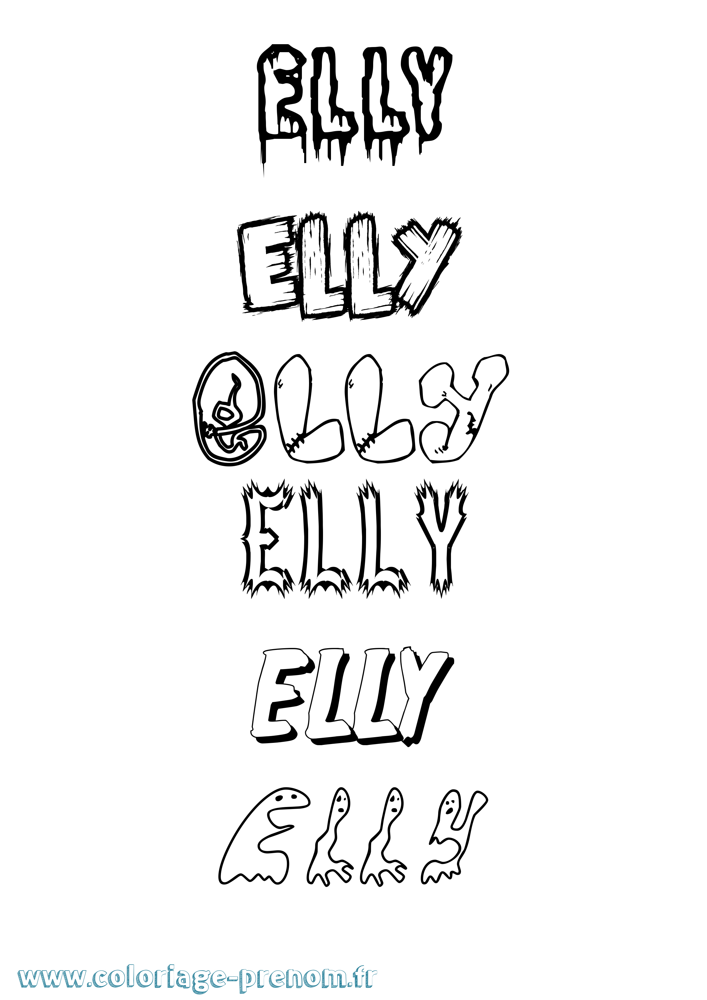 Coloriage prénom Elly Frisson