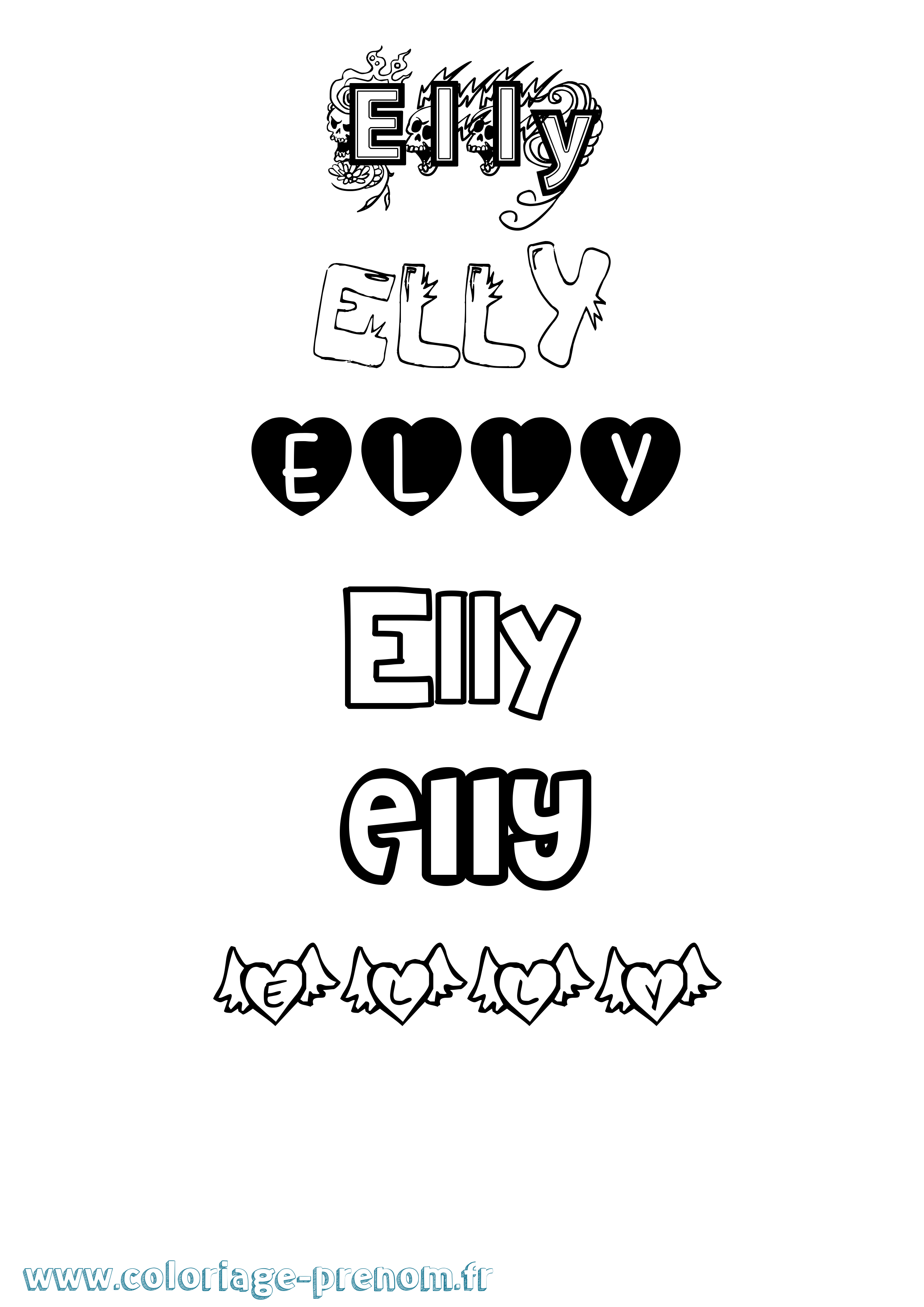Coloriage prénom Elly Girly