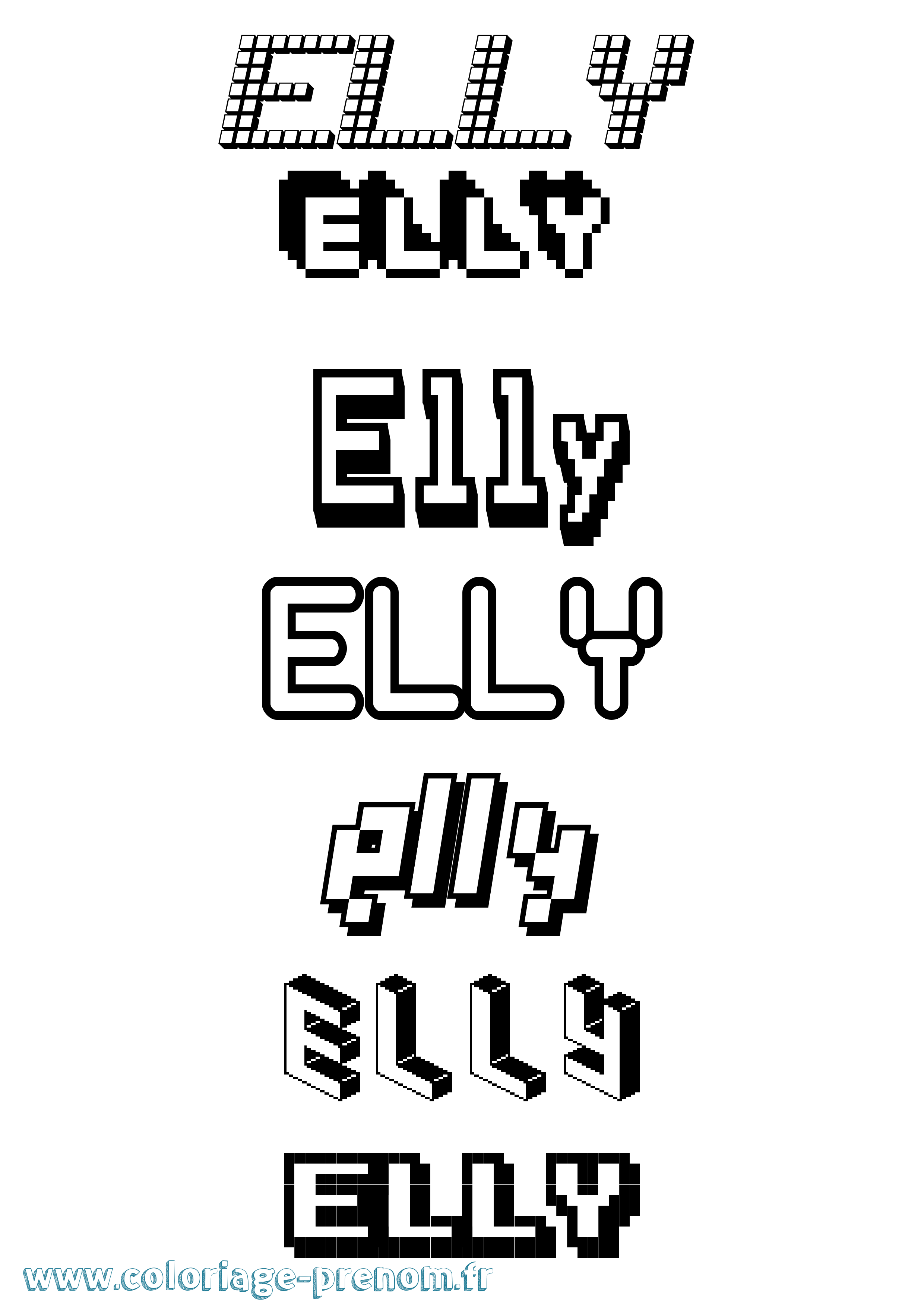 Coloriage prénom Elly Pixel