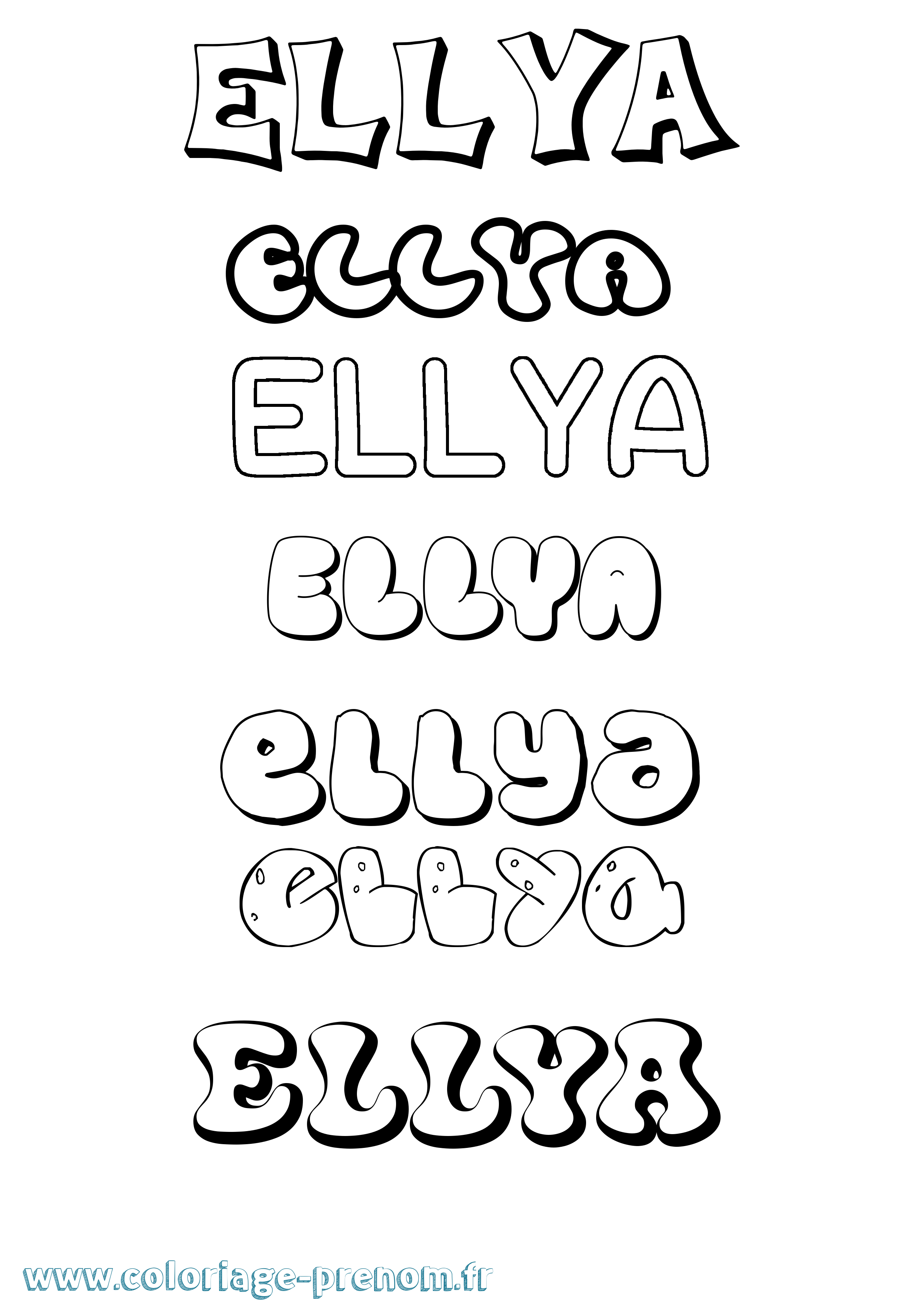 Coloriage prénom Ellya Bubble