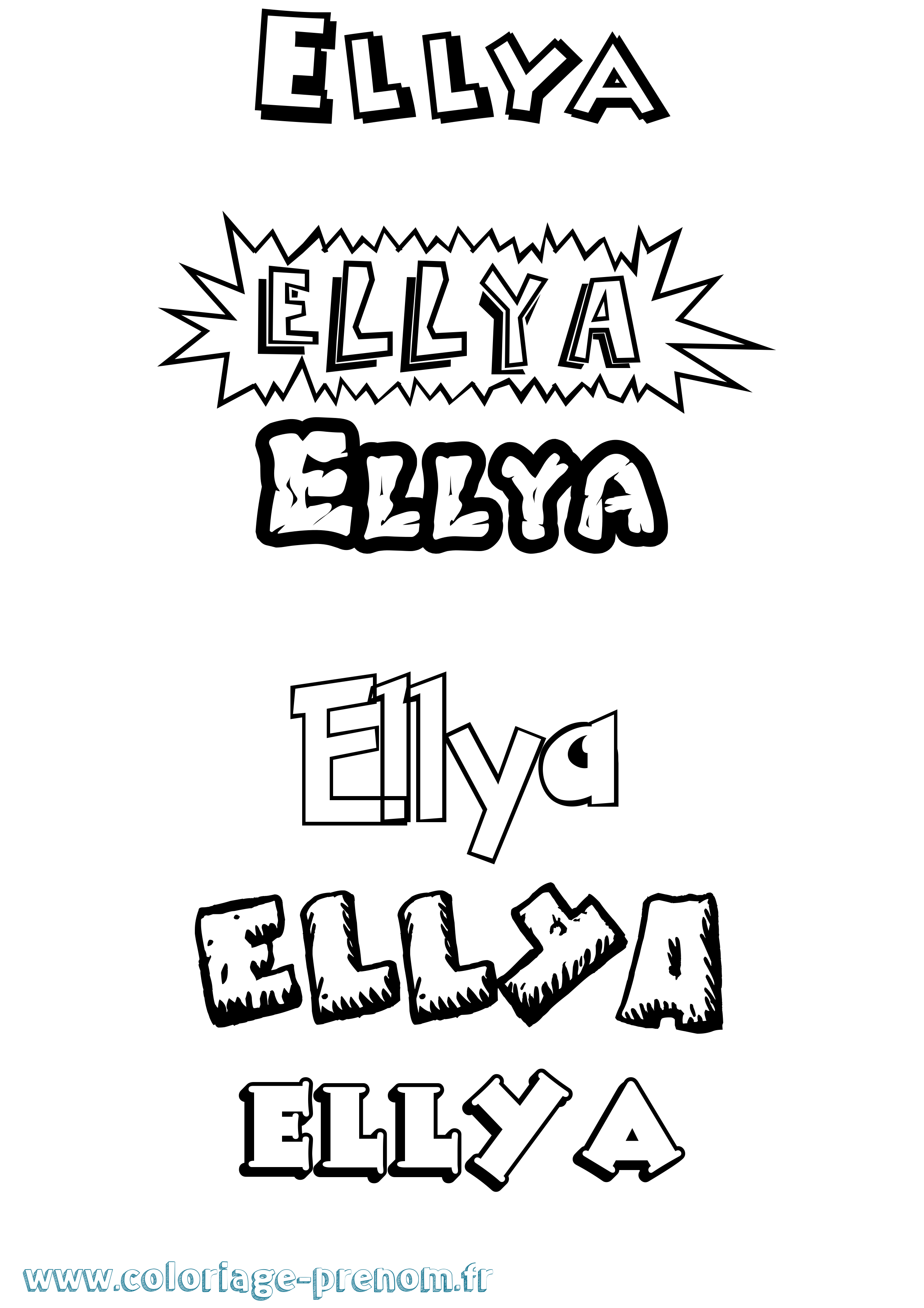 Coloriage prénom Ellya Dessin Animé