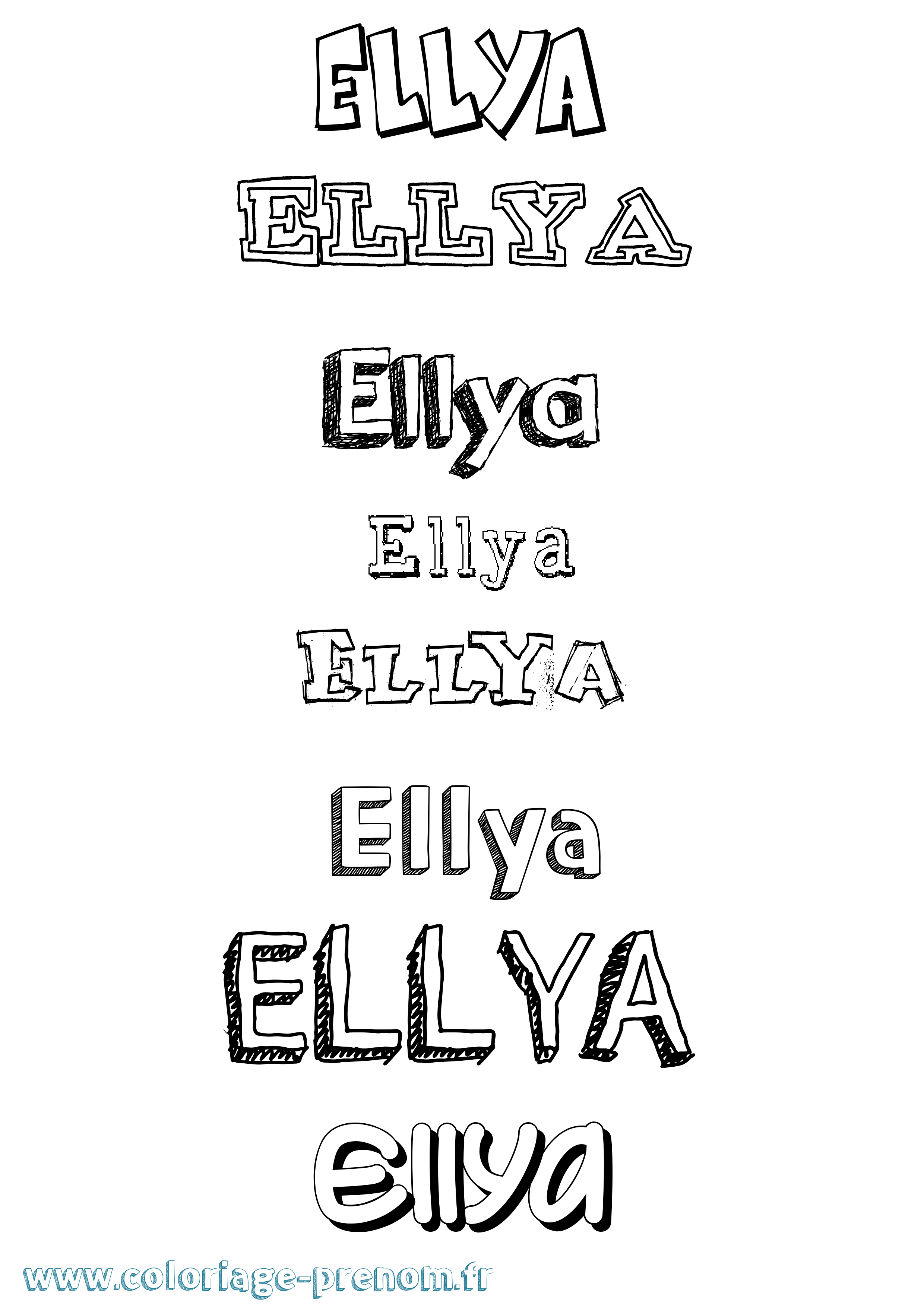 Coloriage prénom Ellya Dessiné