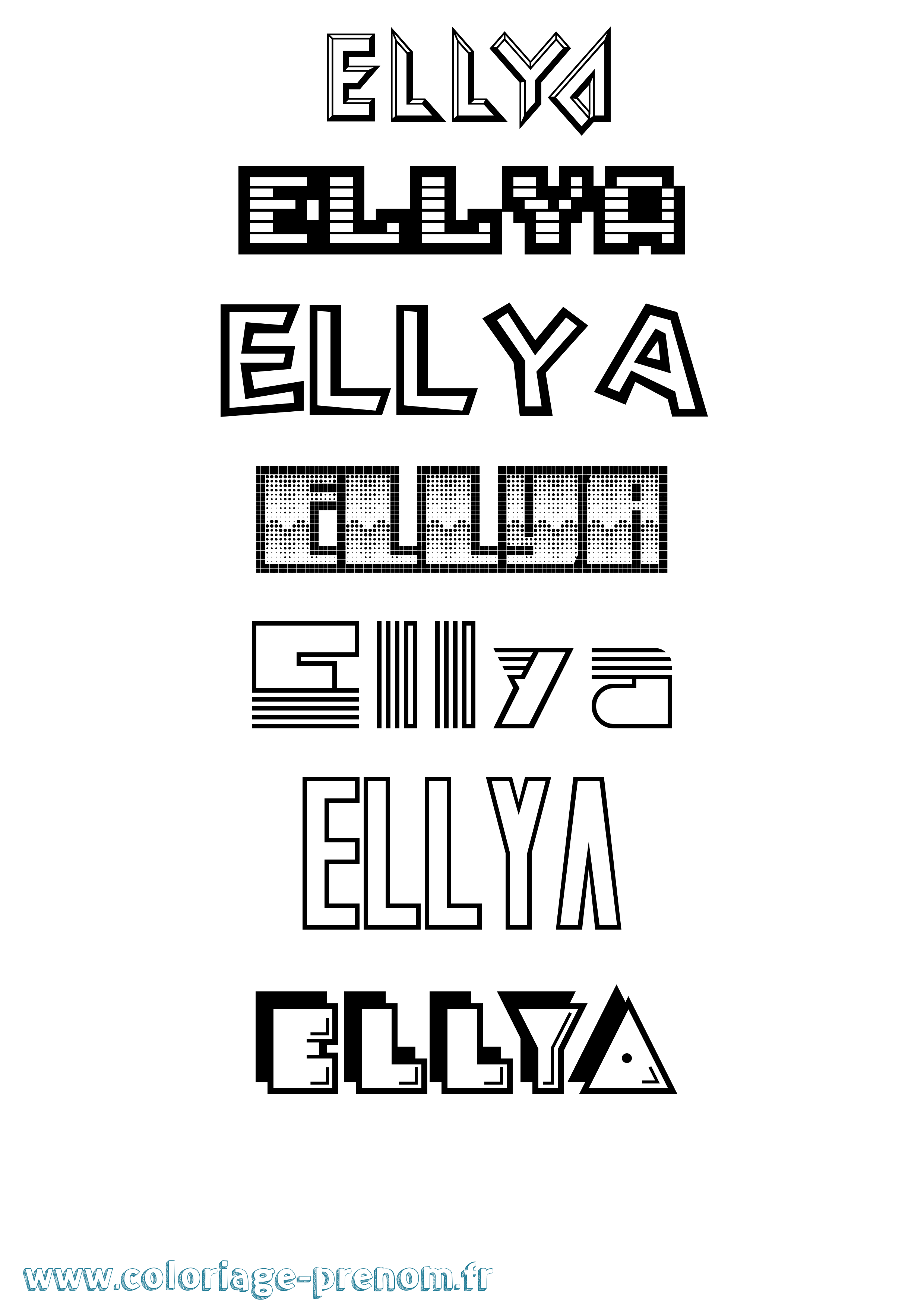 Coloriage prénom Ellya Jeux Vidéos