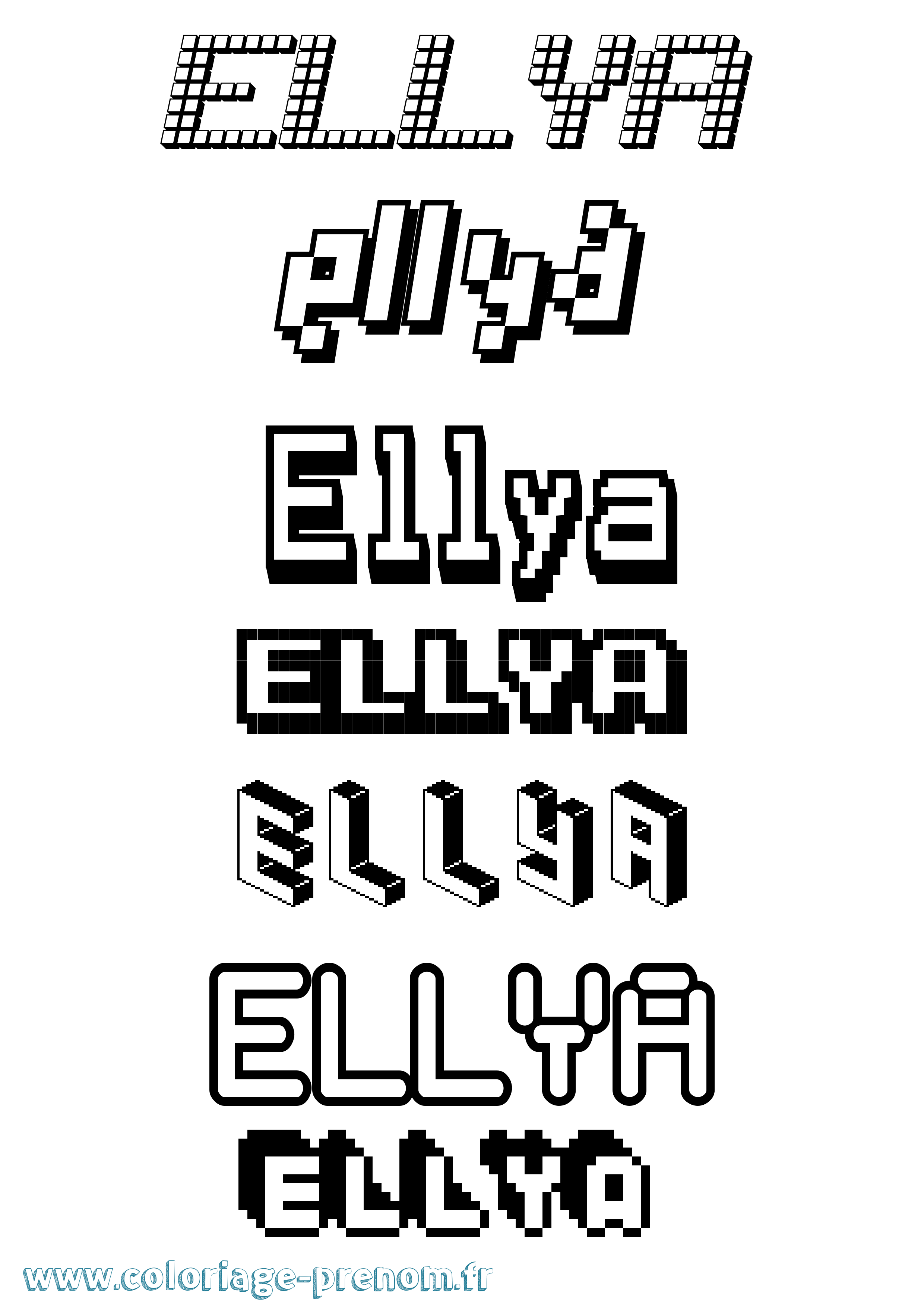 Coloriage prénom Ellya Pixel