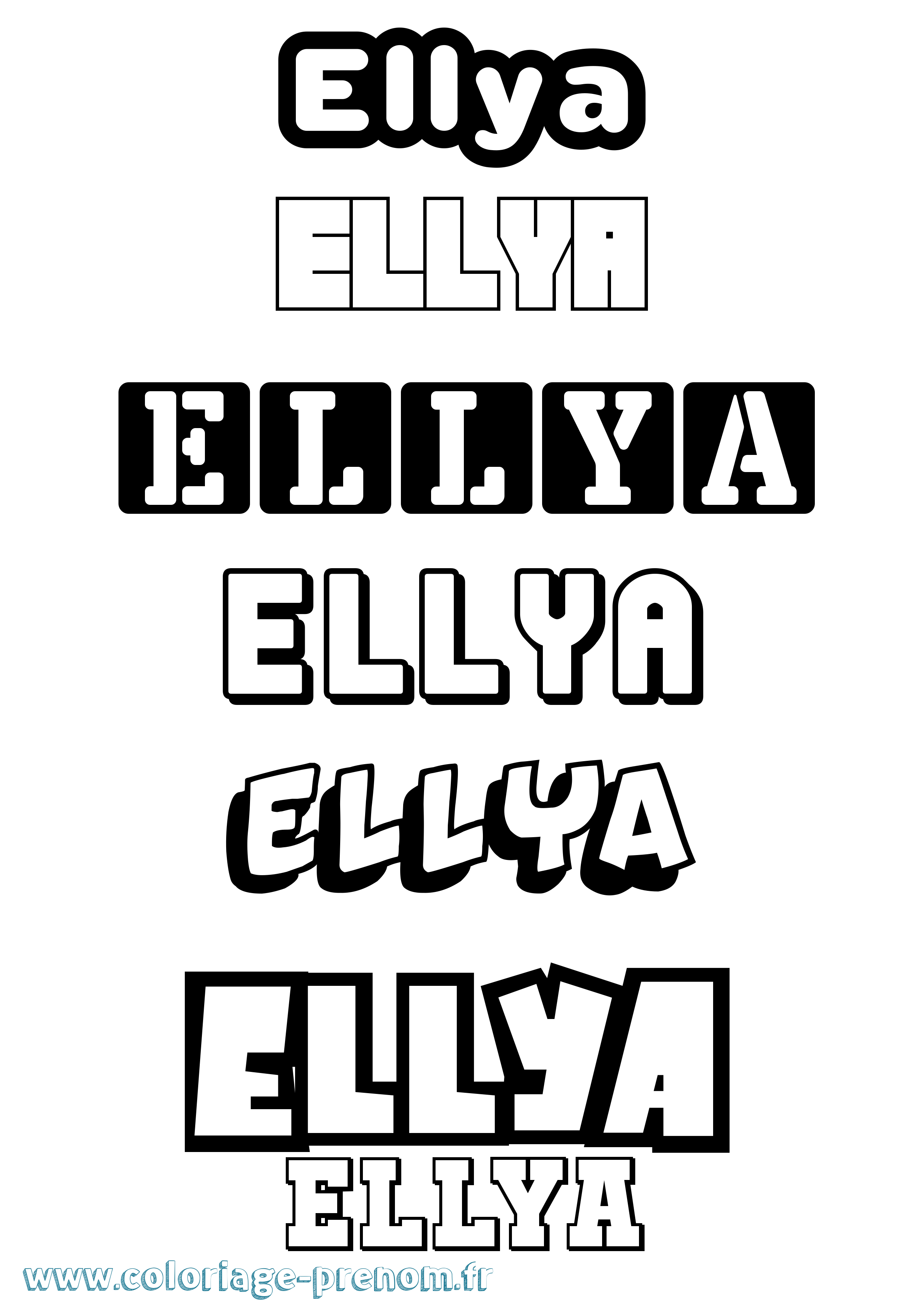 Coloriage prénom Ellya Simple