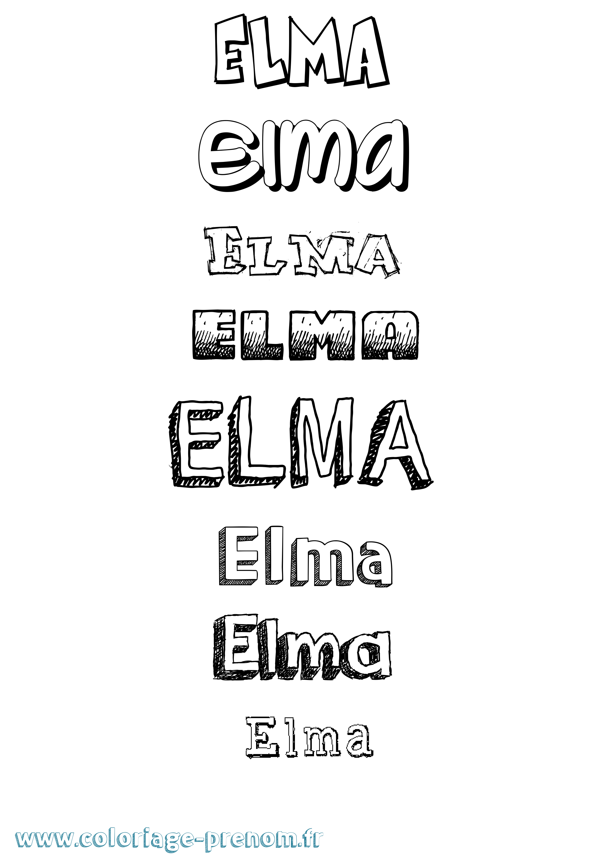 Coloriage prénom Elma Dessiné